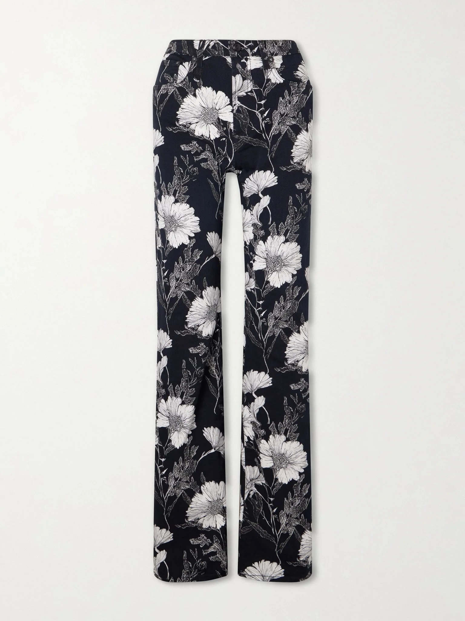Jane floral-print mid-rise straight-leg jeans Black - 1