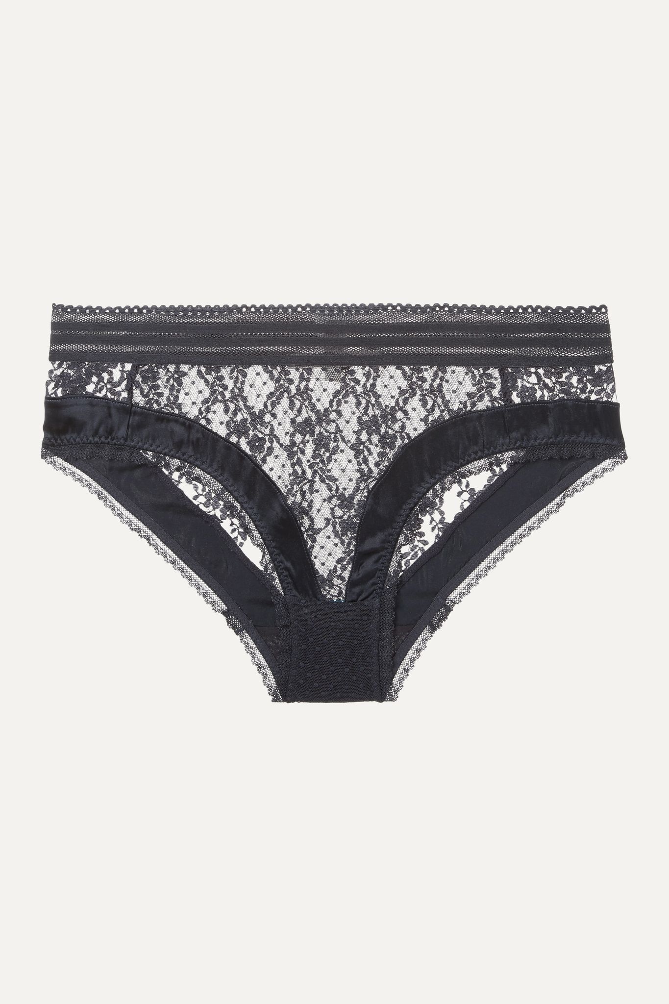 Stephanie Cherishing satin-trimmed point d'esprit tulle and lace briefs - 1