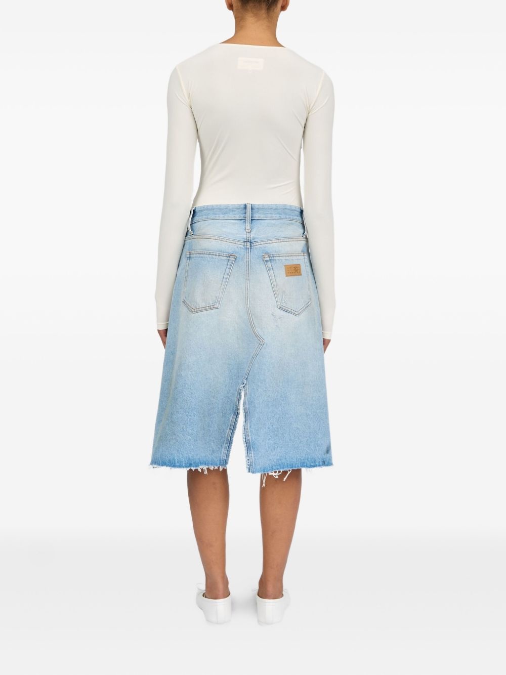 ripped-detail denim skirt - 4