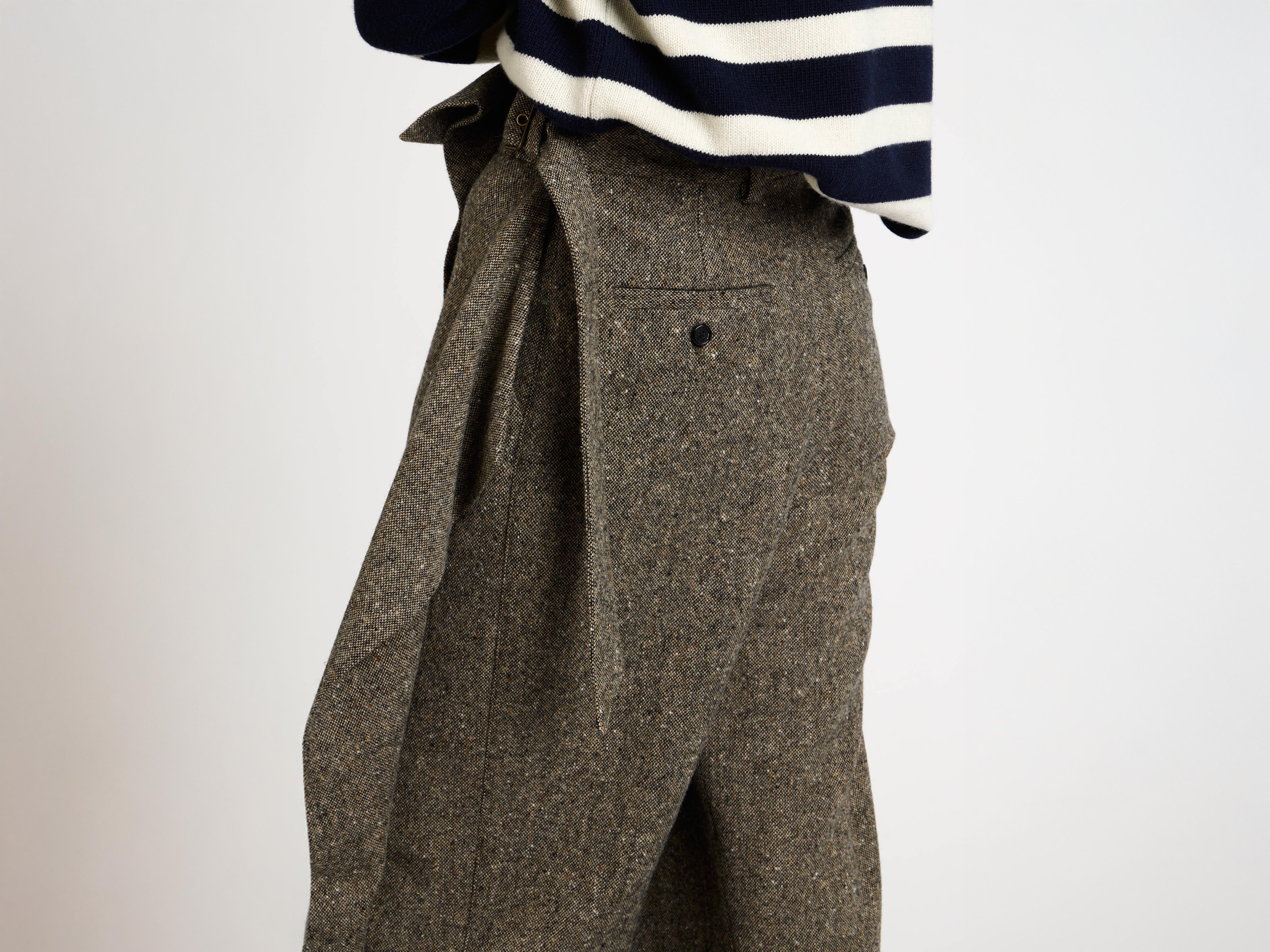 FOLD OVER TROUSERS IN BLACK & BEIGE - 7
