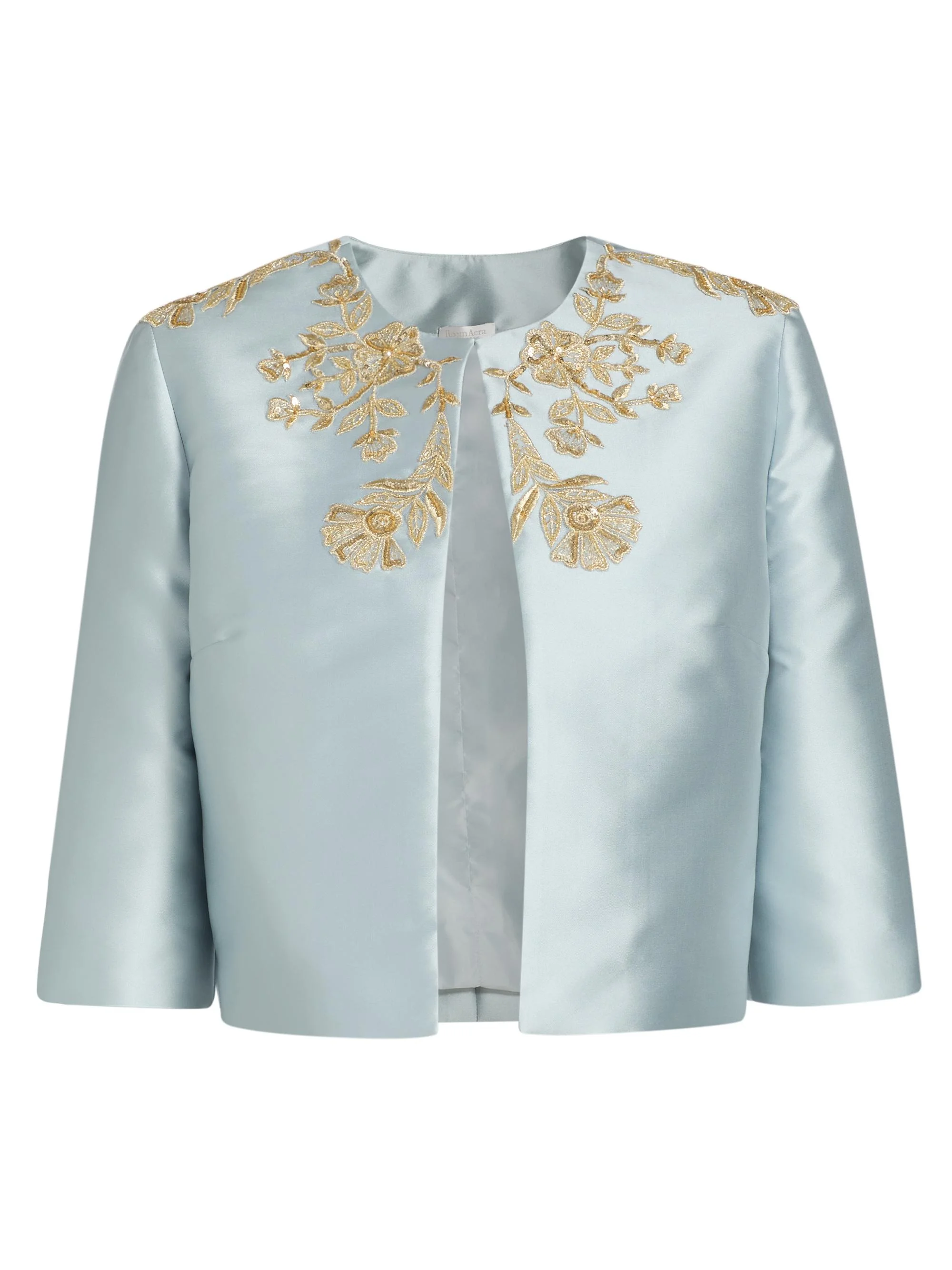 Women's Embroidered Piqué Jacket - Powder Blue Gold - 1