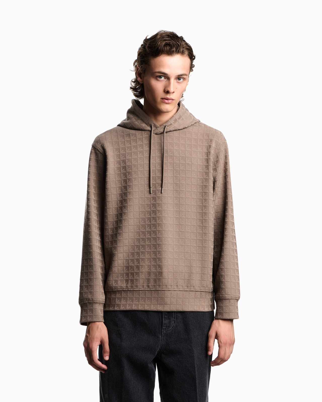 ASV LYOCELL-BLEND JACQUARD JERSEY HOODED SWEATSHIRT WITH REPEATED EAGLE MOTIF - 4