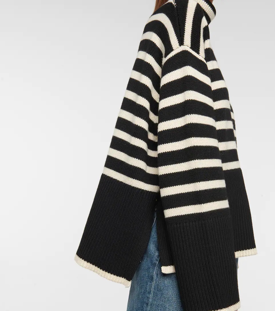 Striped turtleneck wool-blend sweater - 5