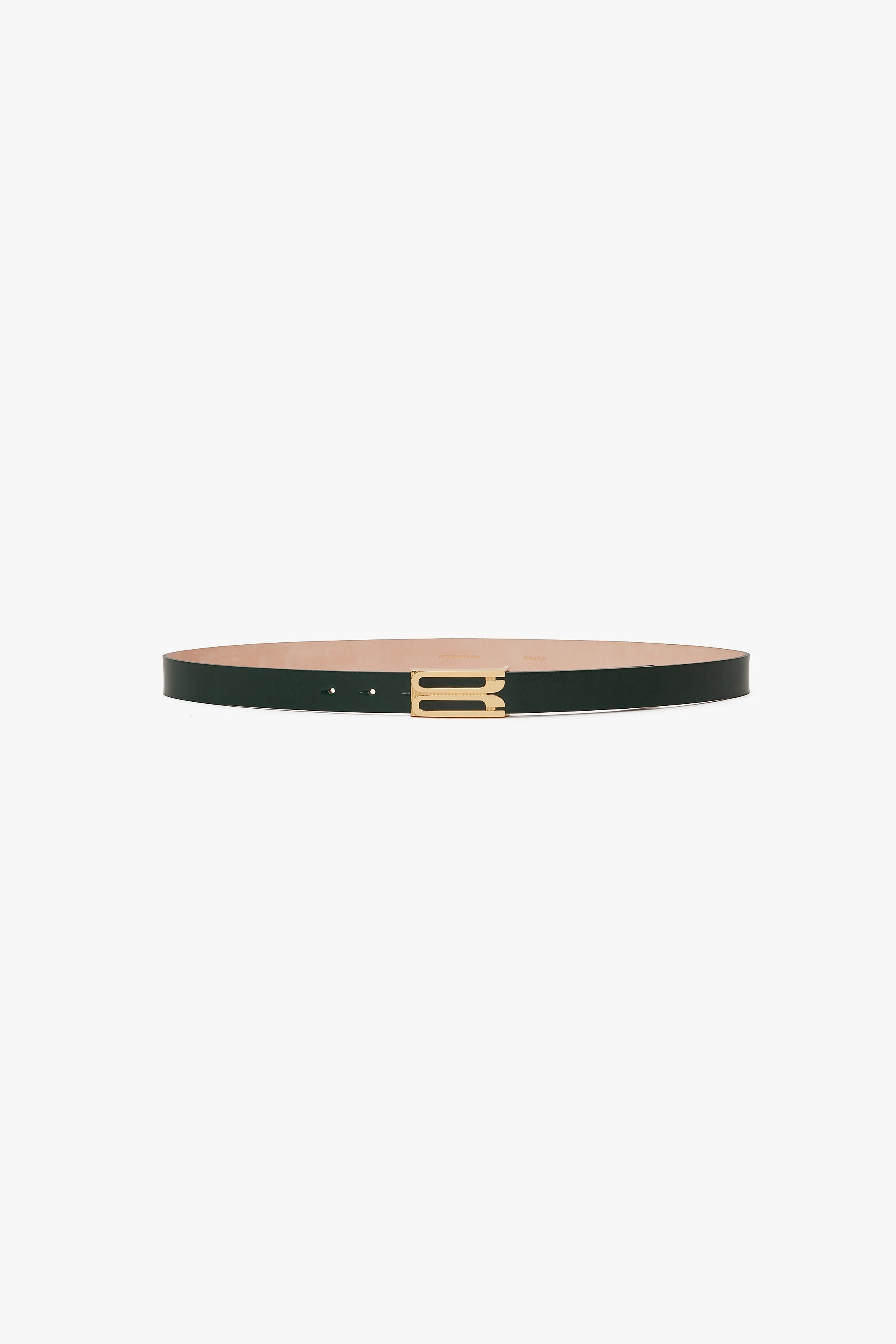 Frame Belt In Dark Green Glossed Leather - 1