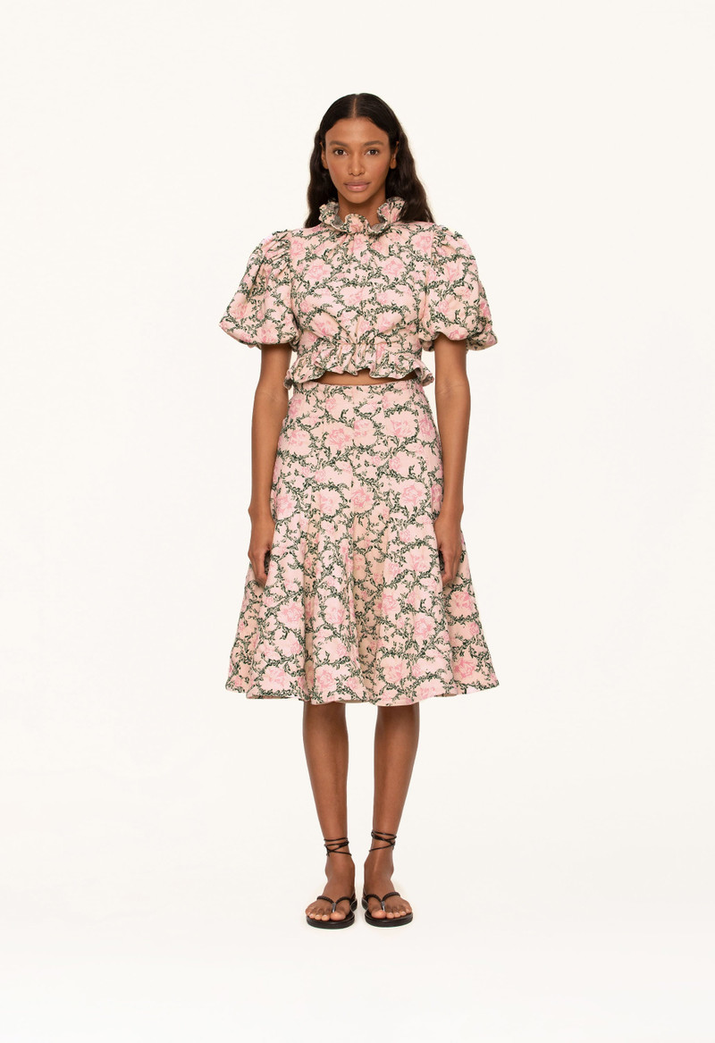 Agua by Agua Bendita Jacinta Peonia Aurora Midi Skirt outlook