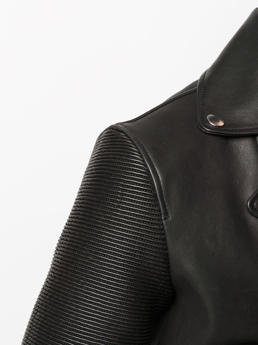 ribbed panelling biker jacket - 5