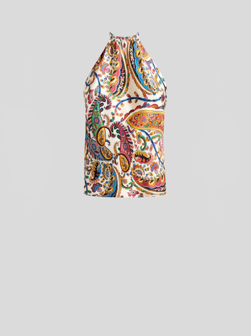 SILK TOP WITH HALTERNECK AND FLORAL PAISLEY MOTIF 1