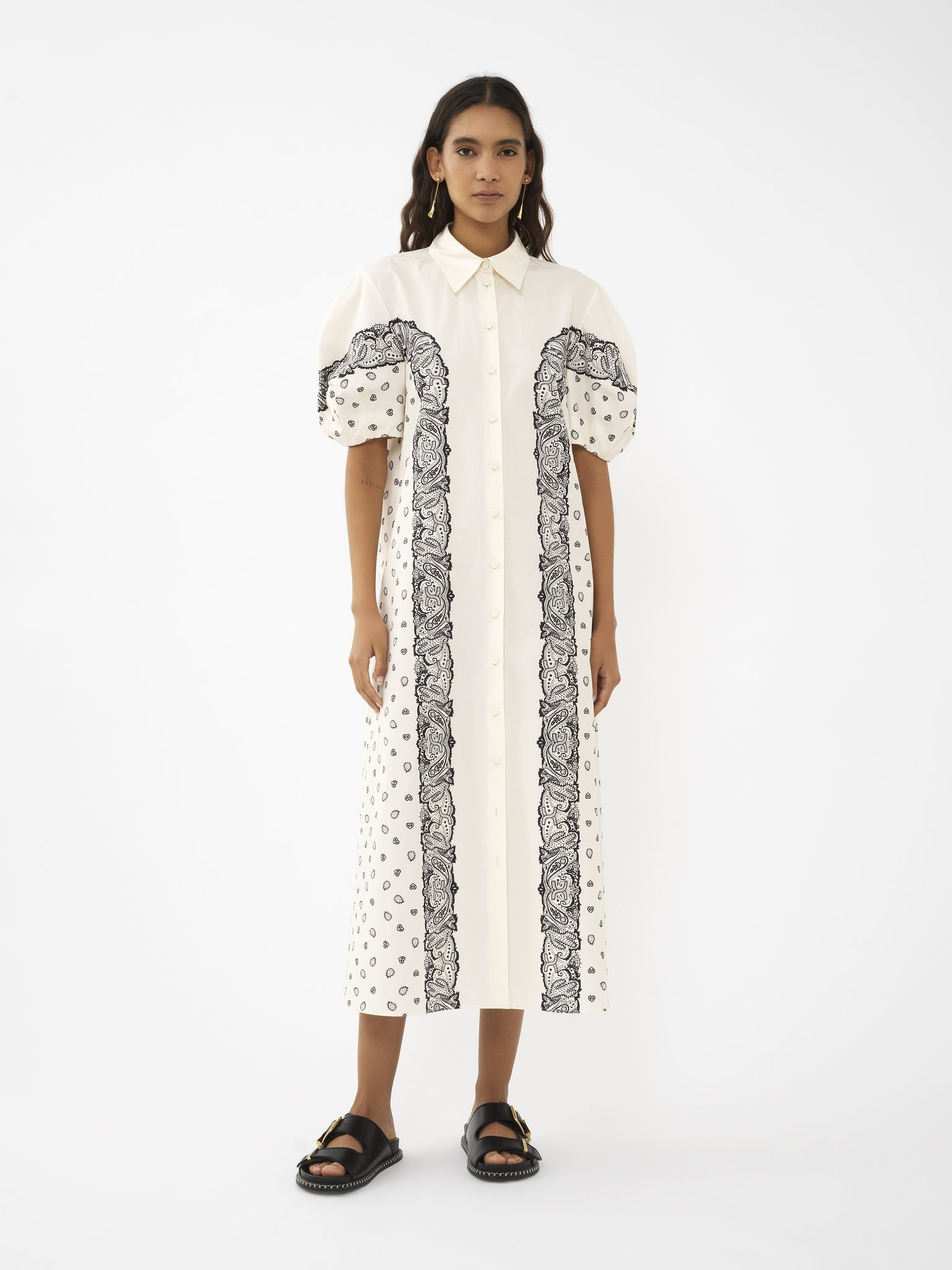 PRINTED BALLOON-SLEEVE SHIRT DRESS - 3