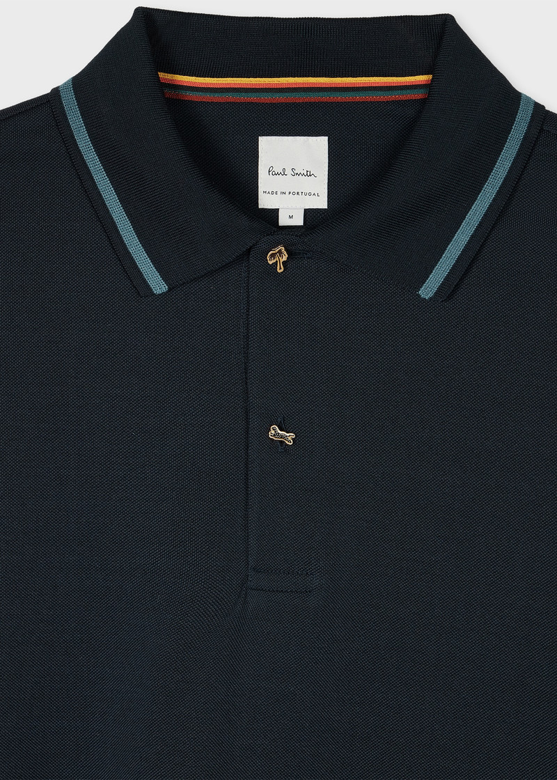 Paul Smith Navy Charm Button Polo Shirt outlook