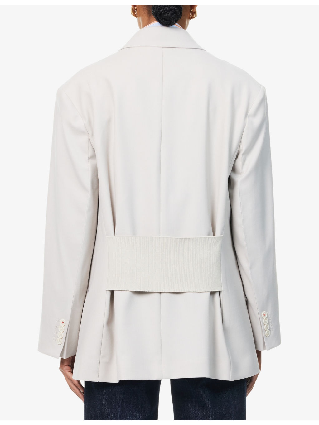 Peak-Lapels Relaxed-Fit Stretch-Woven Blazer - 4