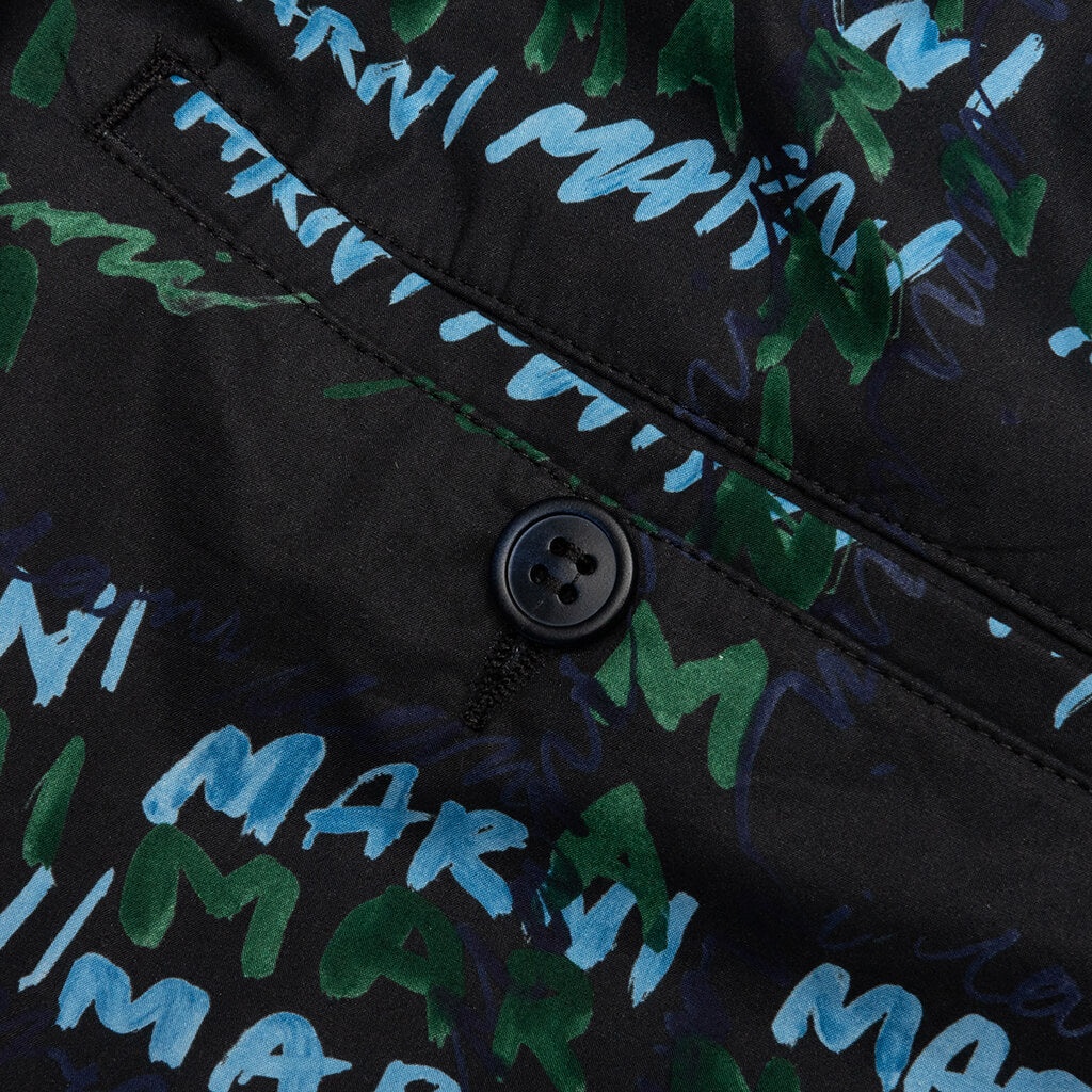 CROSSROADS PRINT BLACK POPLIN BERMUDA PANTS - BLACK - 5