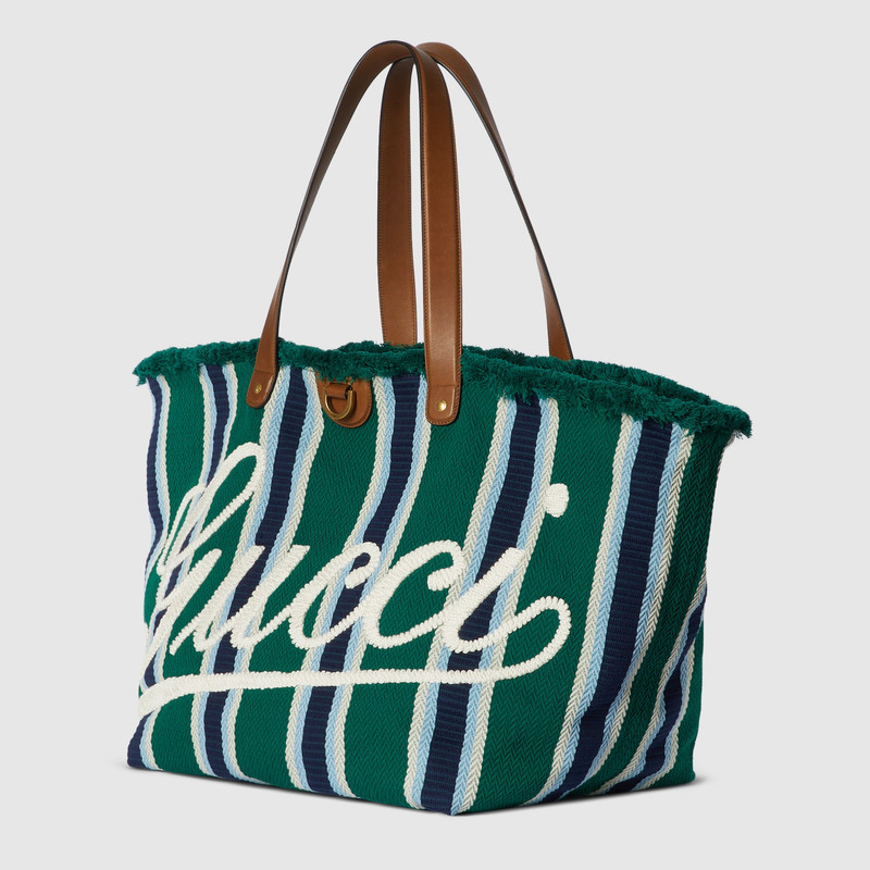 GUCCI Large embroidered canvas tote bag outlook