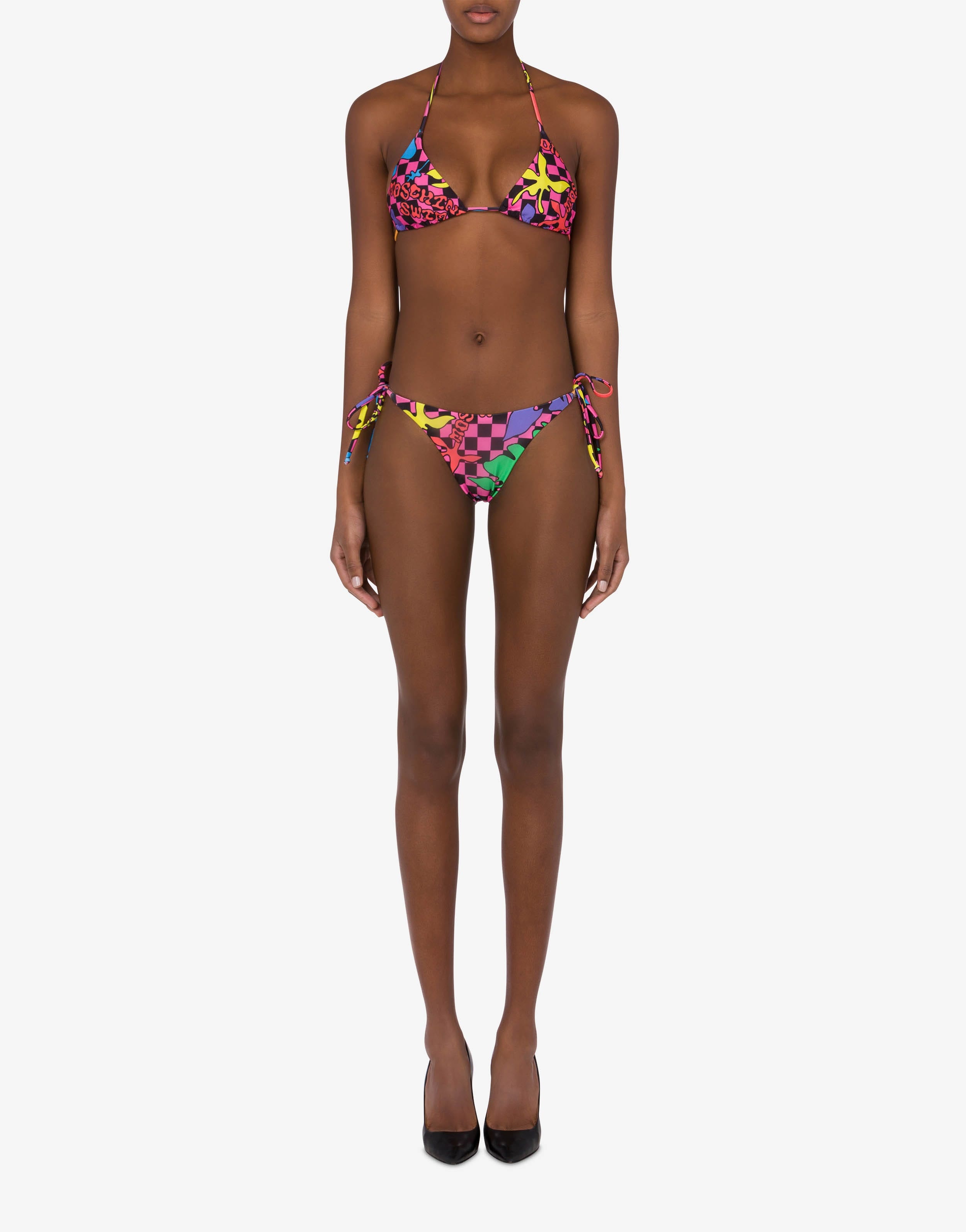 ALL-OVER FLOWER CHECK BIKINI TOP - 2