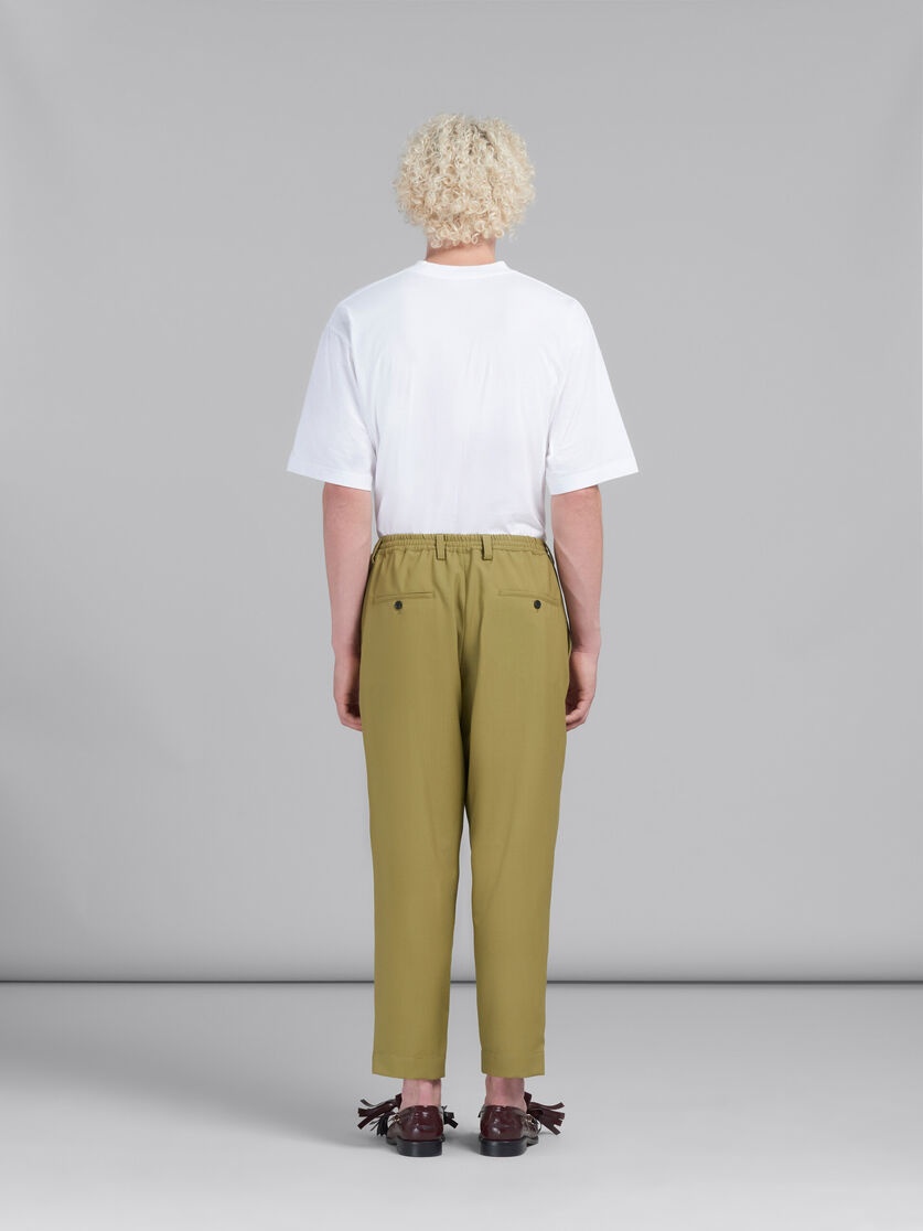 GREEN TROPICAL WOOL TROUSERS WITH DRAWSTRING WAIST - 3