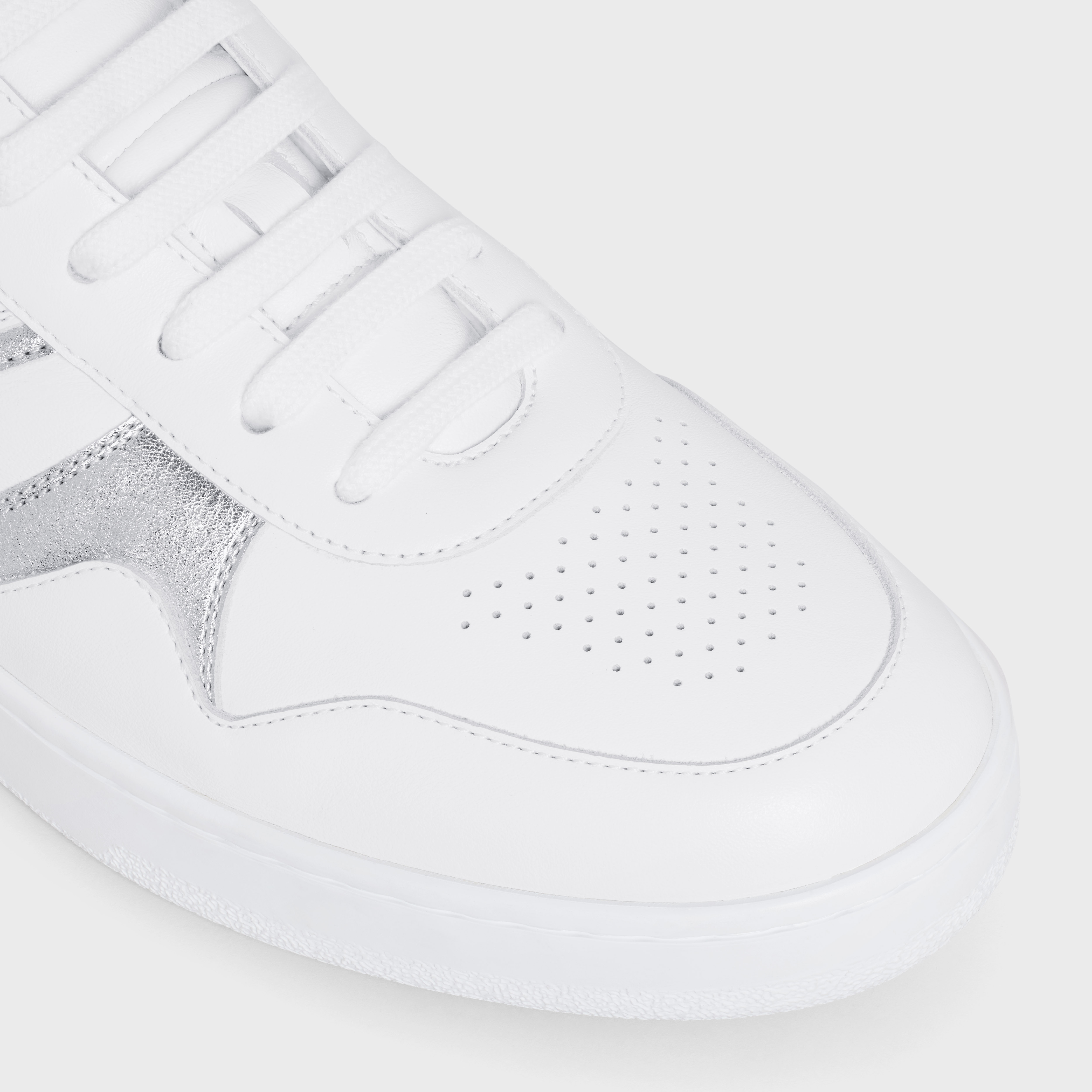 CELINE TRAINER LOW LACE-UP SNEAKER in CALFSKIN & LAMINATED CALFSKIN - 4