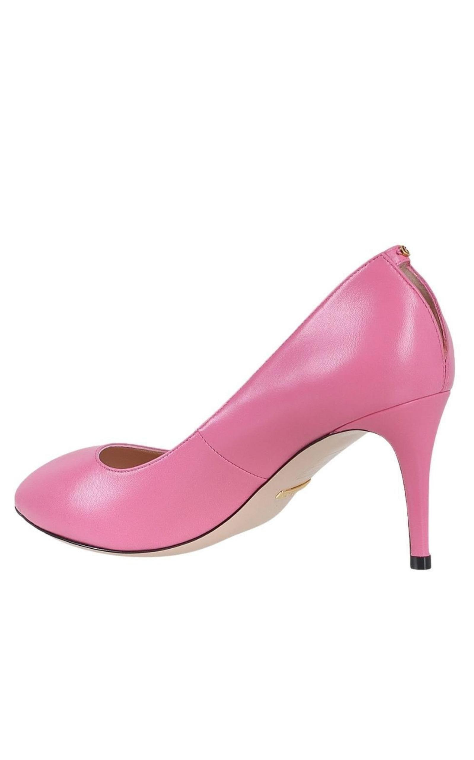 Pink Leather Stiletto Pump - 6