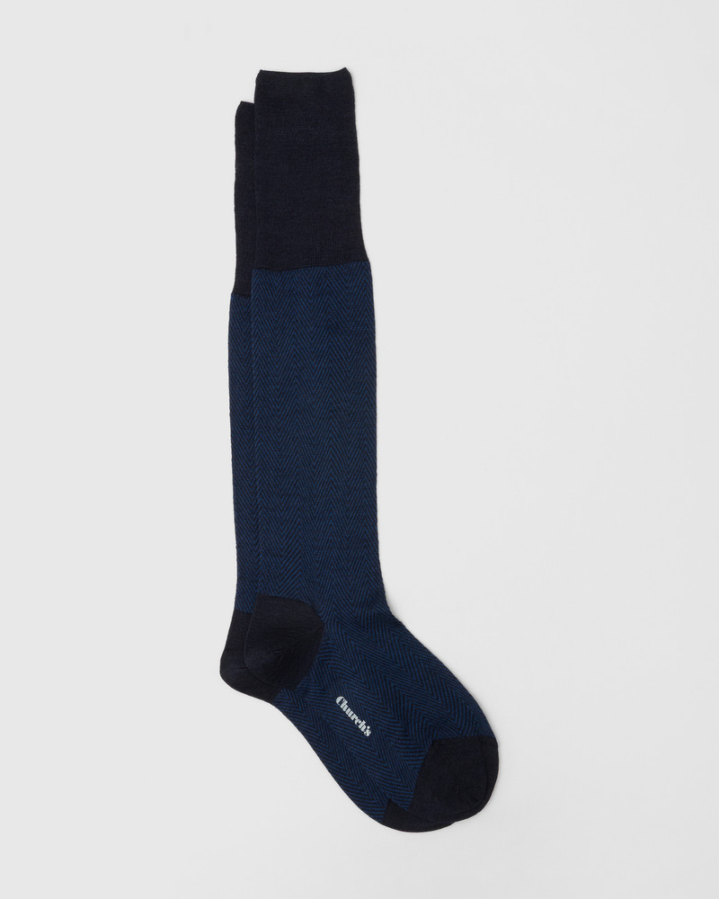 Herringbone Wool Long Socks 1