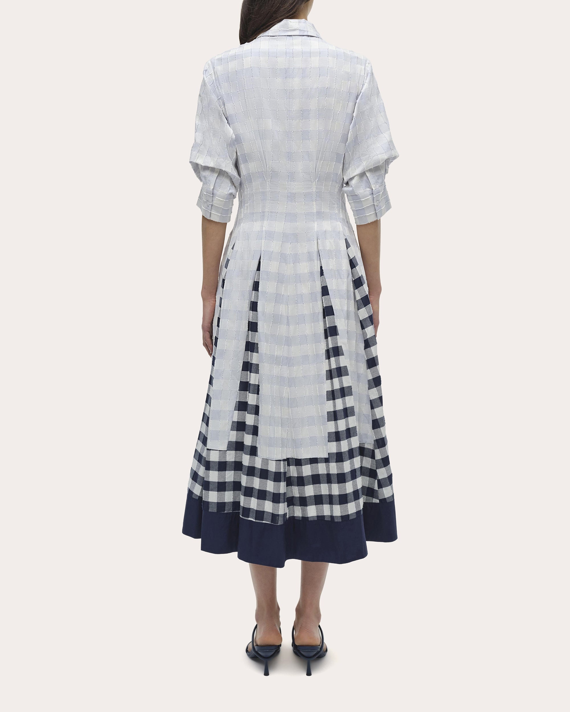 Jazz Gingham Cotton Fil-Coupe Pintuck Midi Dress - 2
