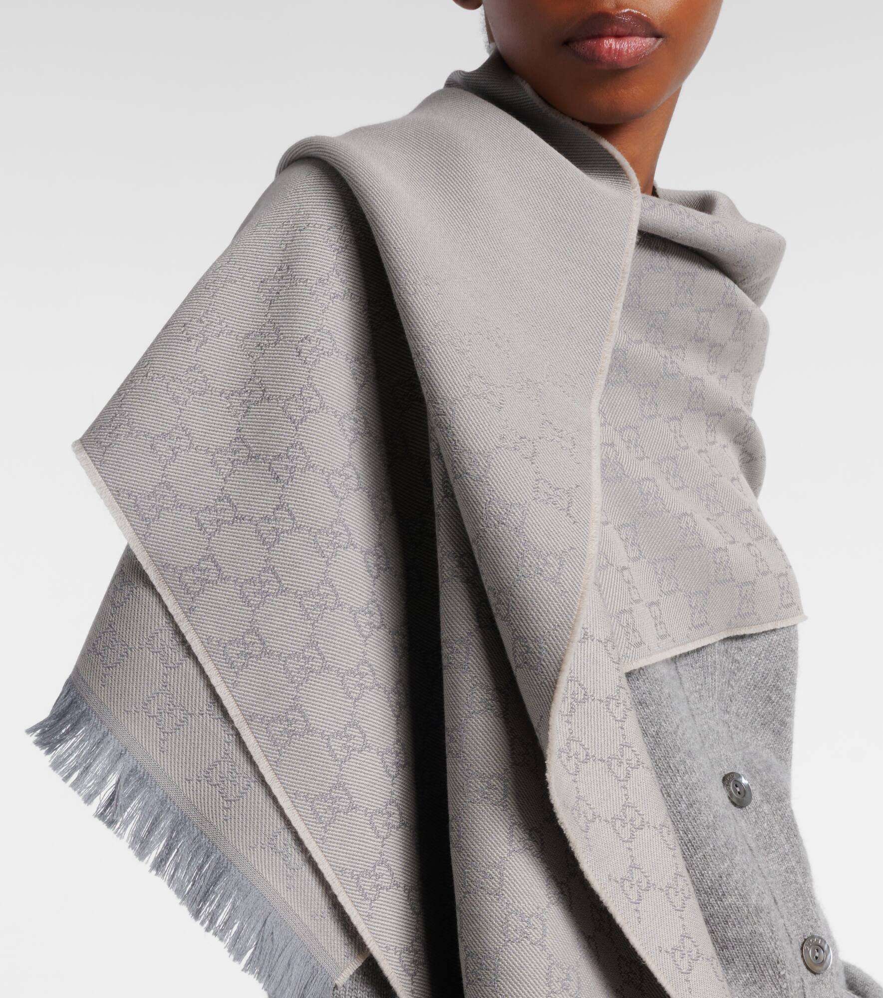 GG jacquard wool scarf - 3