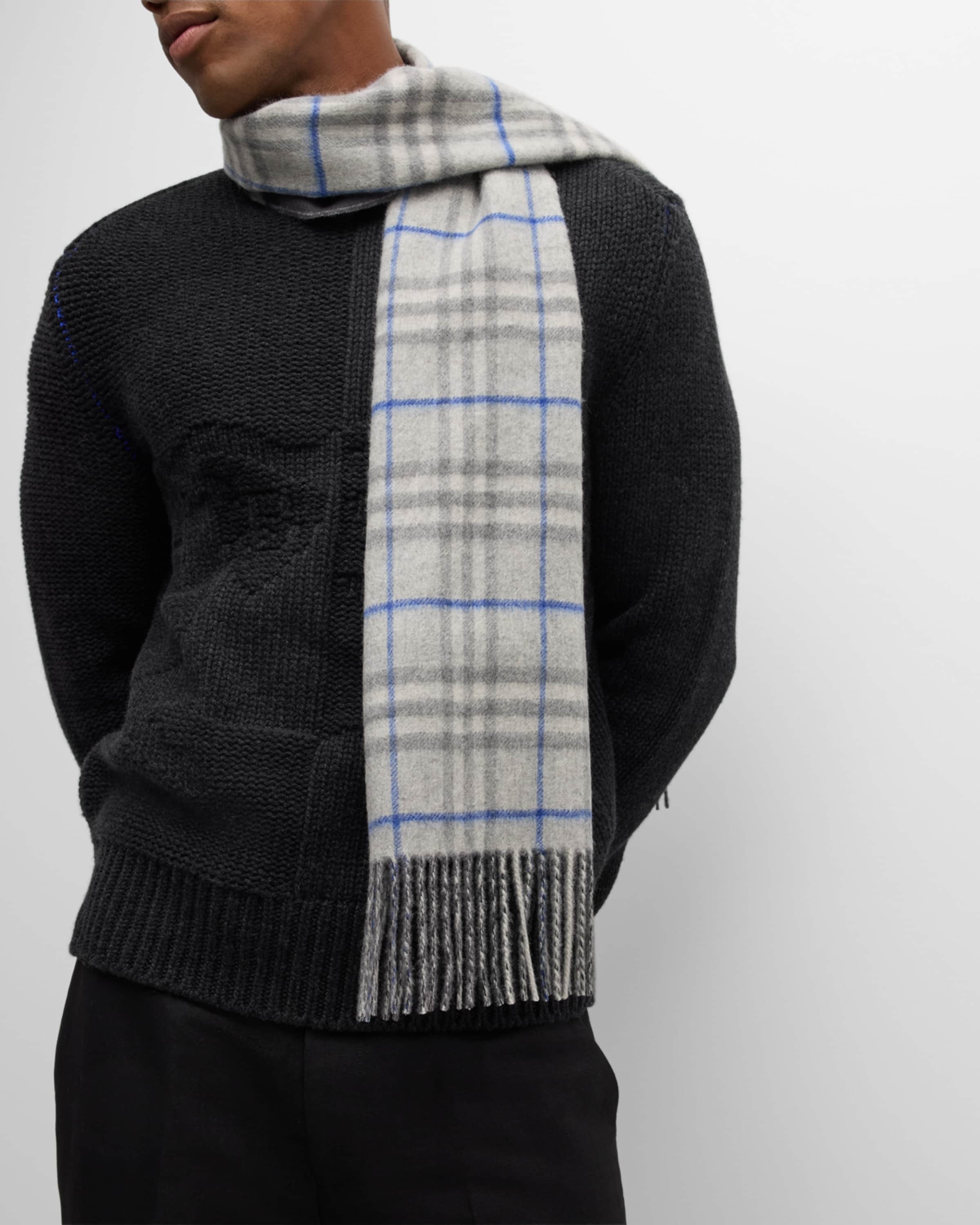 Men's Cashmere Reversible Giant Check Scarf - 1