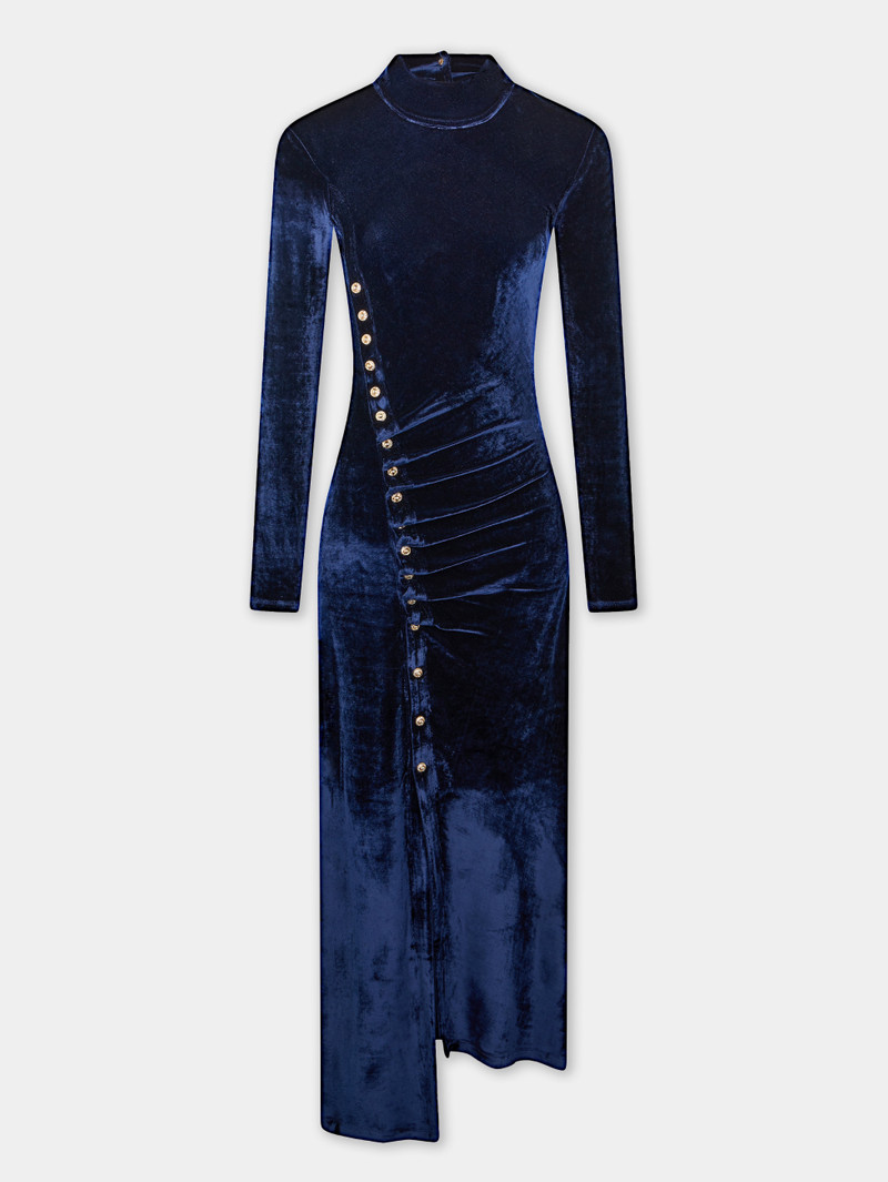 DRAPED MIDI DRESS IN VELVET 1