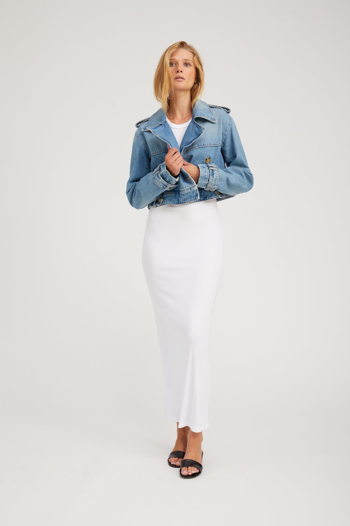 PARADIS CROPPED DENIM TRENCH - 7