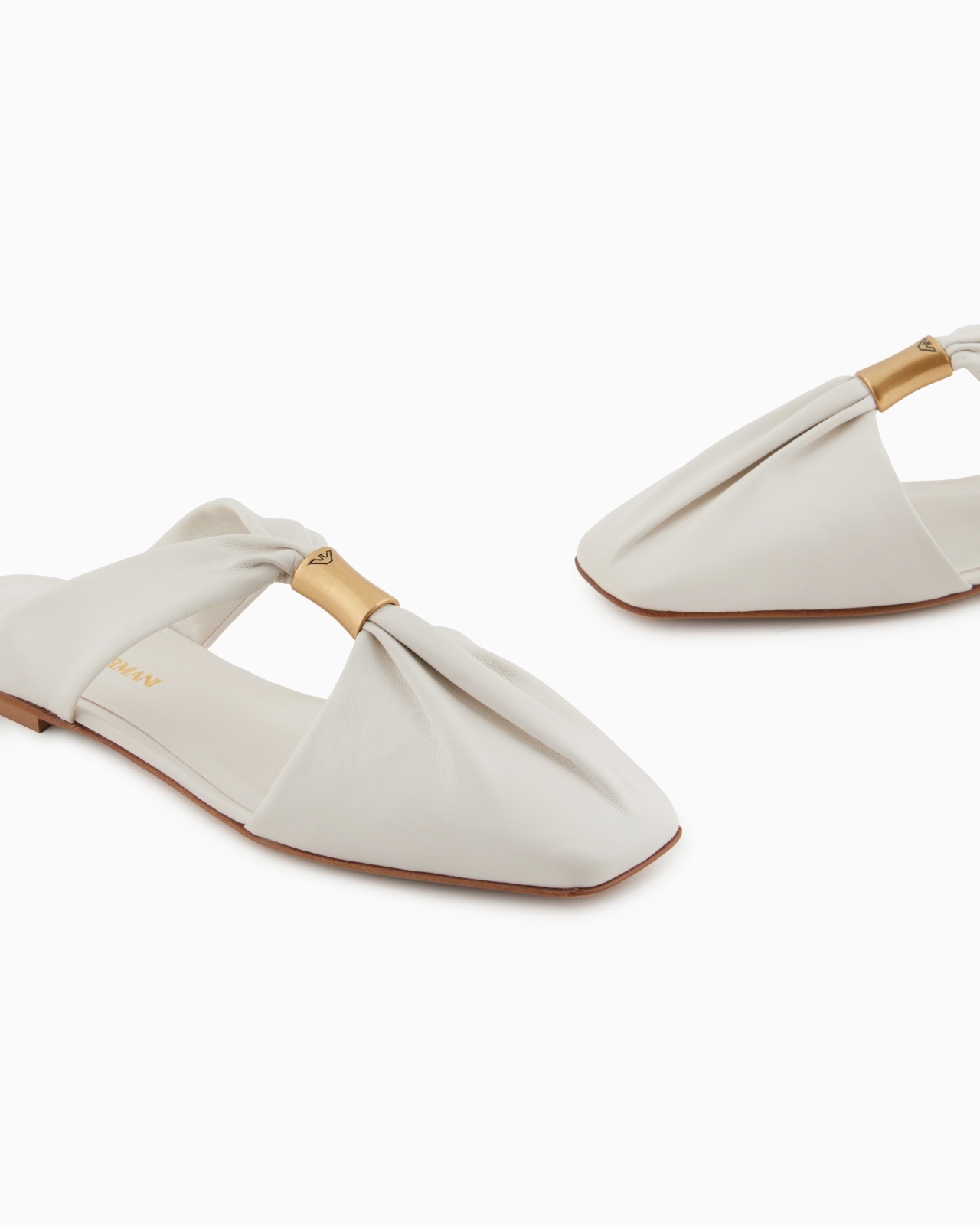 NAPPA-LEATHER MULES WITH METALLIC LOGO - 5