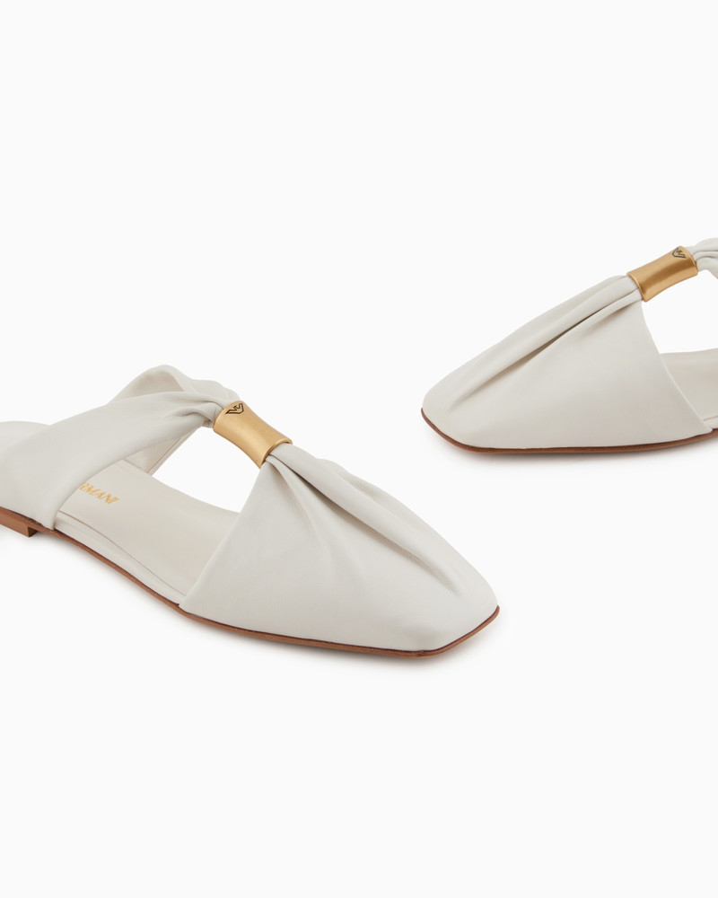 NAPPA-LEATHER MULES WITH METALLIC LOGO 5