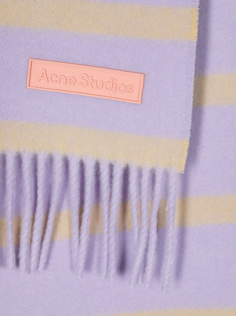logo-patch striped wool scarf - 3