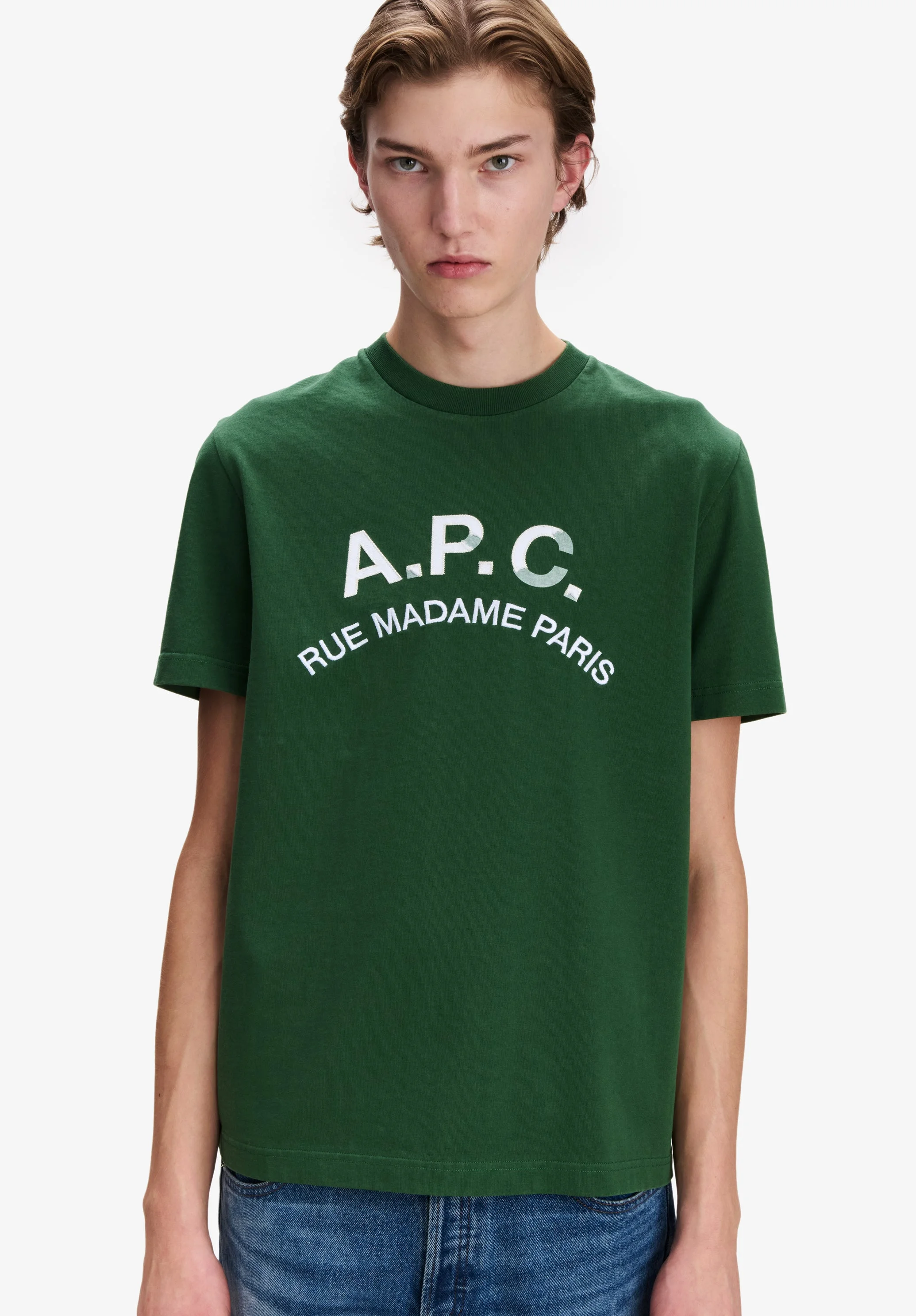 T-SHIRT WITH VINTAGE-EFFECT A.P.C. LOGO - 1