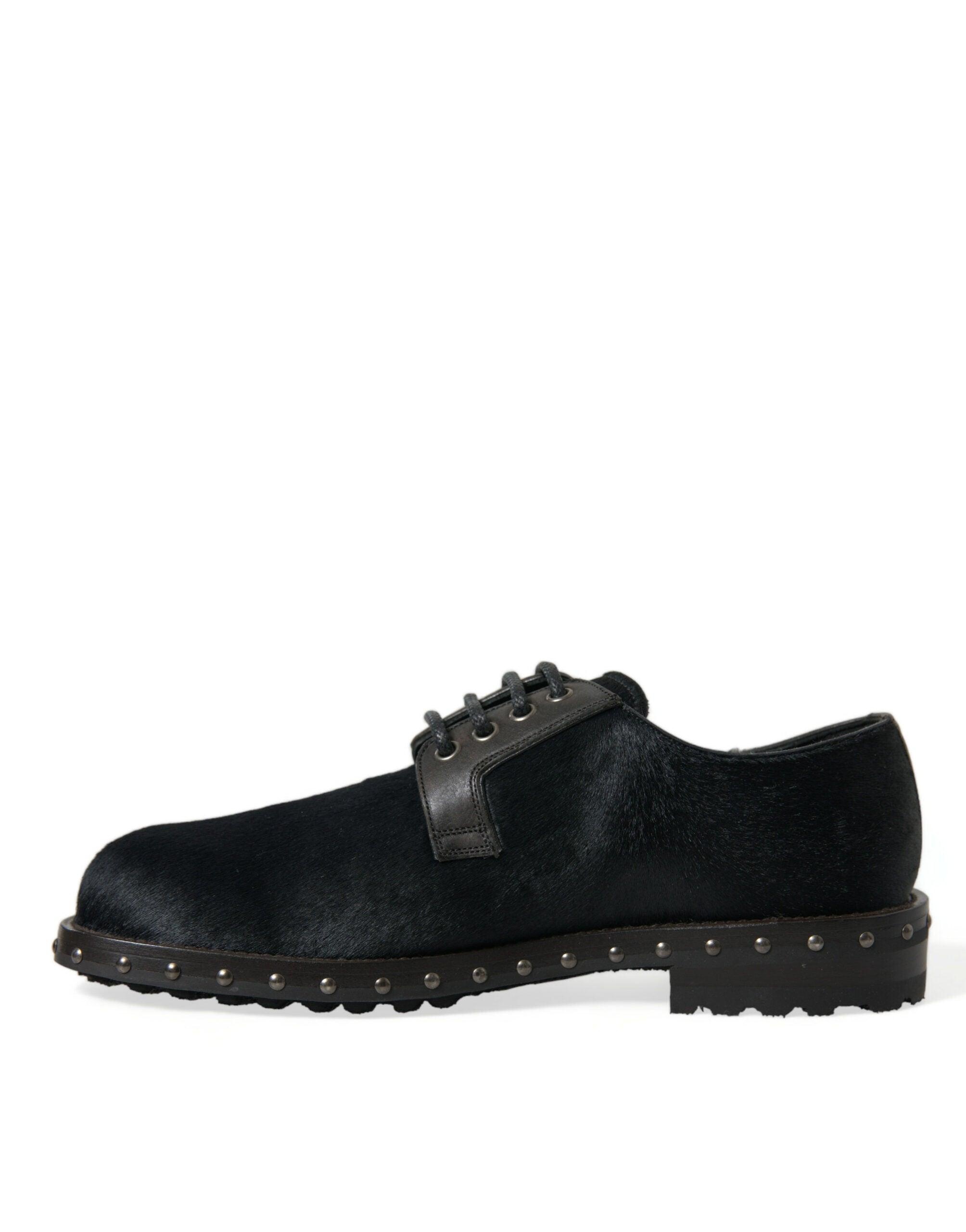 Dolce & Gabbana Black Stable Fur Derby SAN PIETRO Dress Shoes - 5