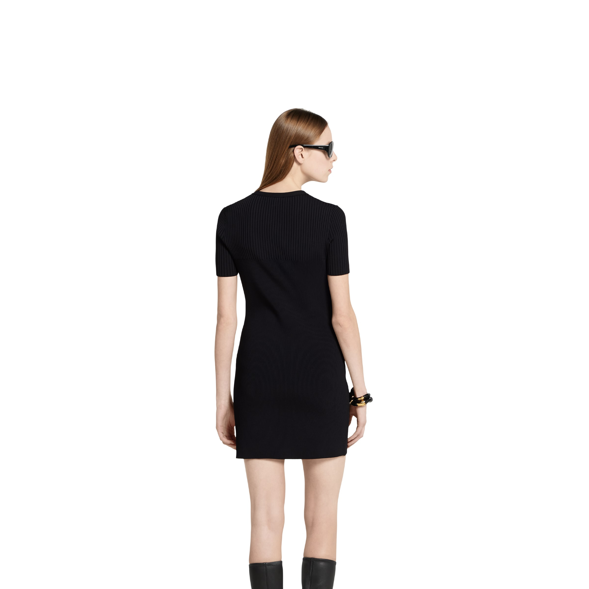 Rib fabric dress with intarsia - 4