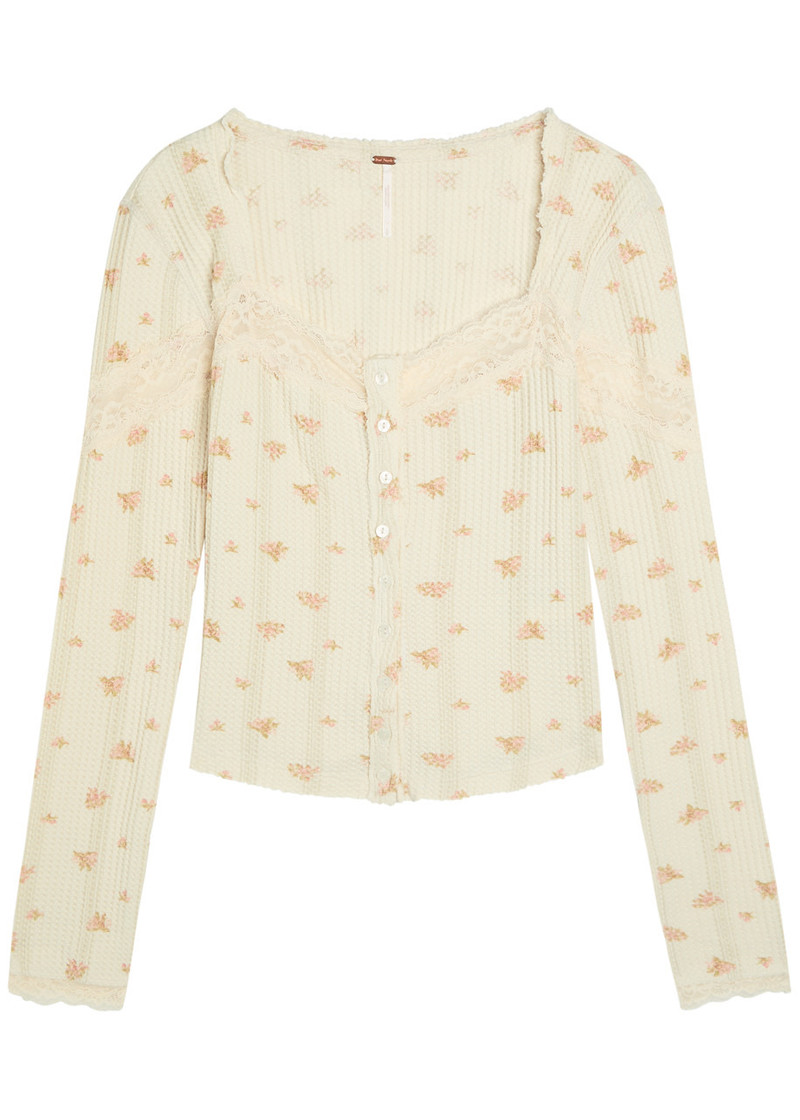 Free People Lets Party Cardi Floral-print Cotton top 1