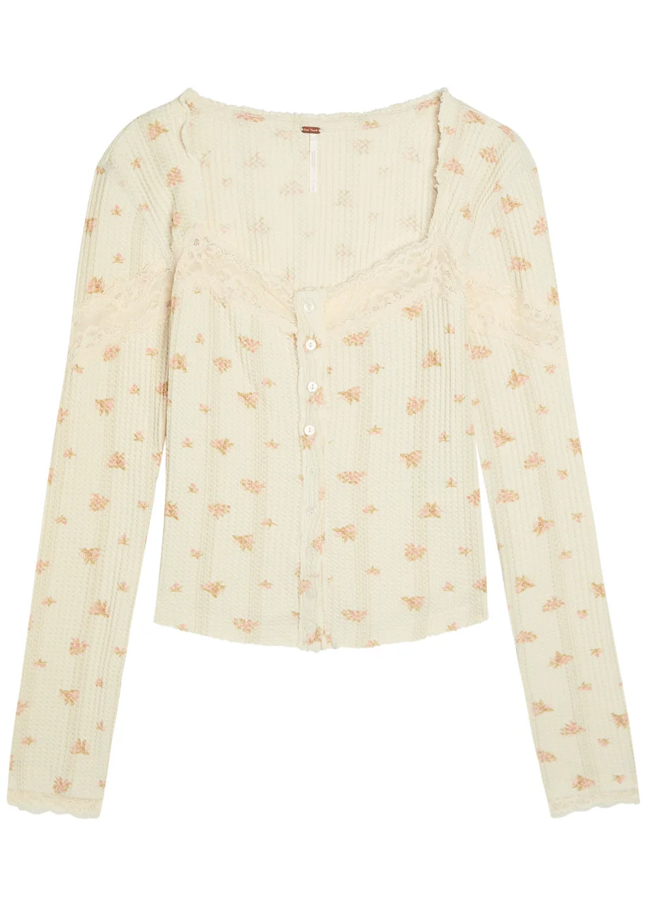Free People Lets Party Cardi Floral-print Cotton top - 1