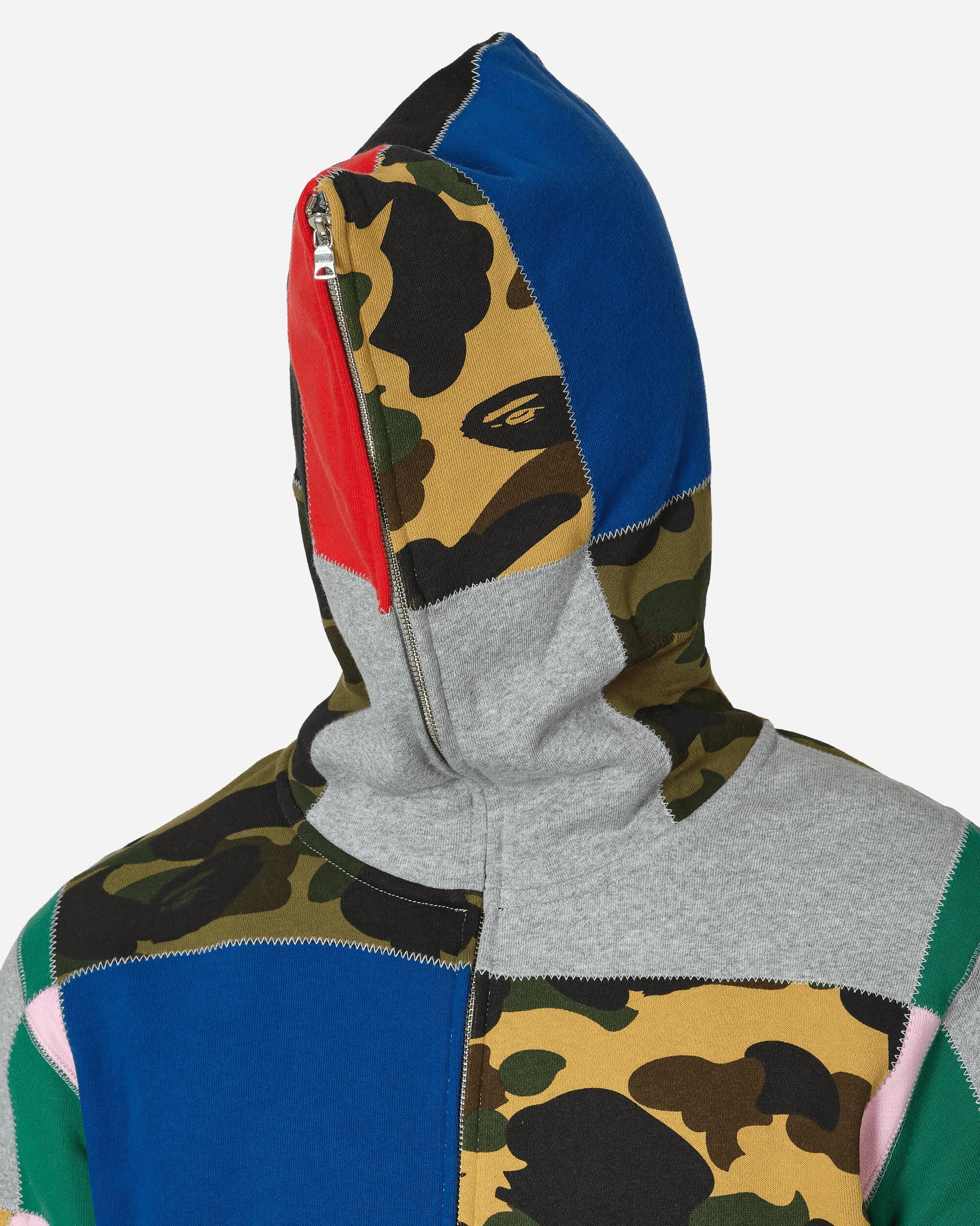 Patchwork Full Zip Hooded Sweatshirt Multicolor - 5