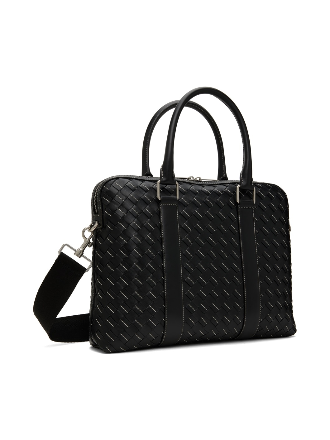 Black Medium Classic Intrecciato Briefcase - 3