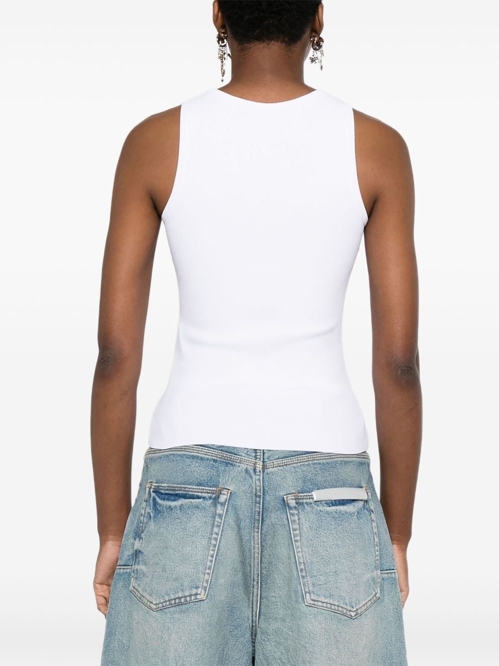 logo-intarsia sleeveless tank top - 4