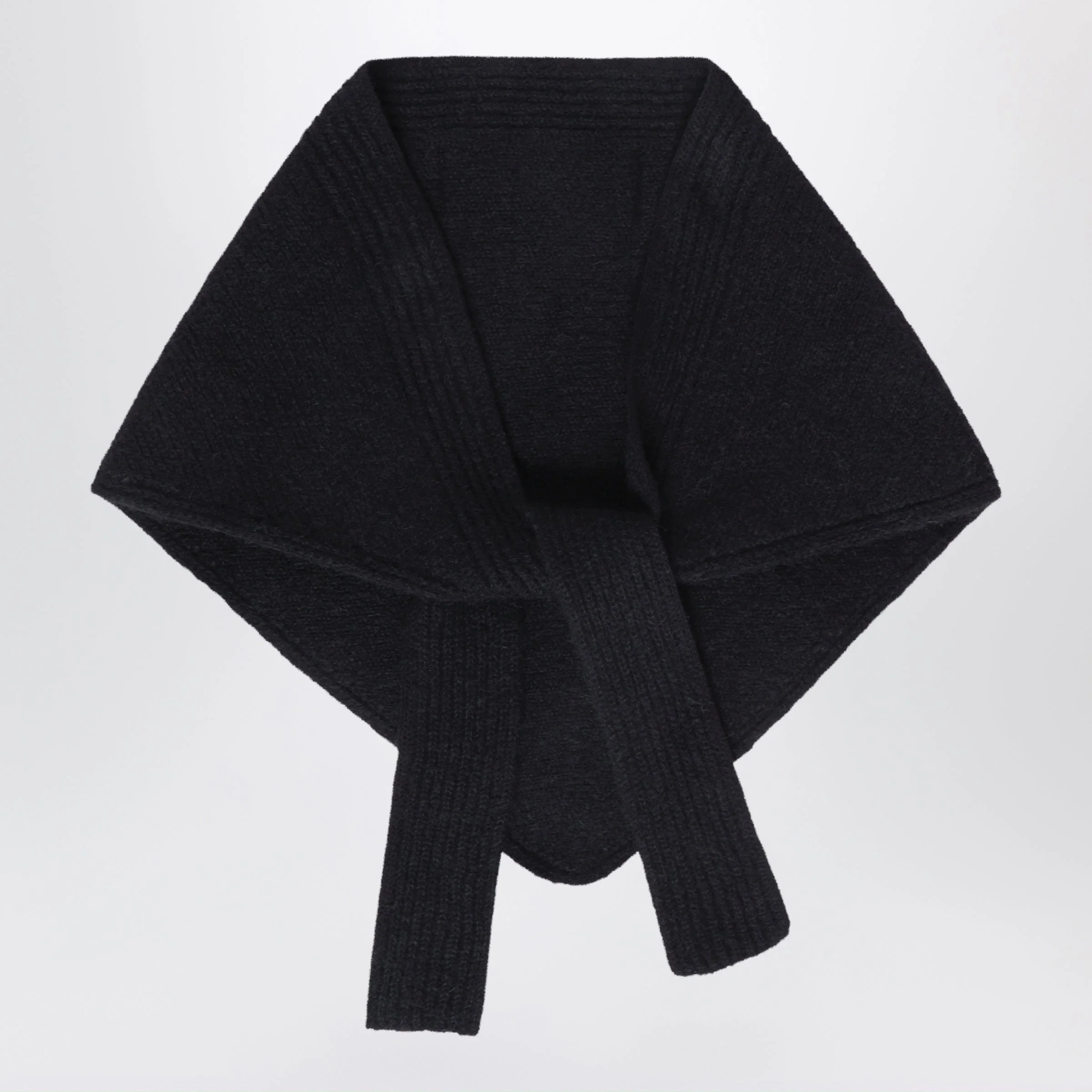 Black Gros Grain scarf in alpaca blend - 1