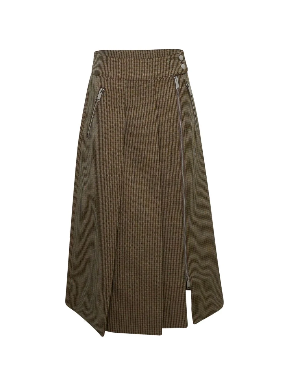 check-pattern zip-detail midi skirt - 1