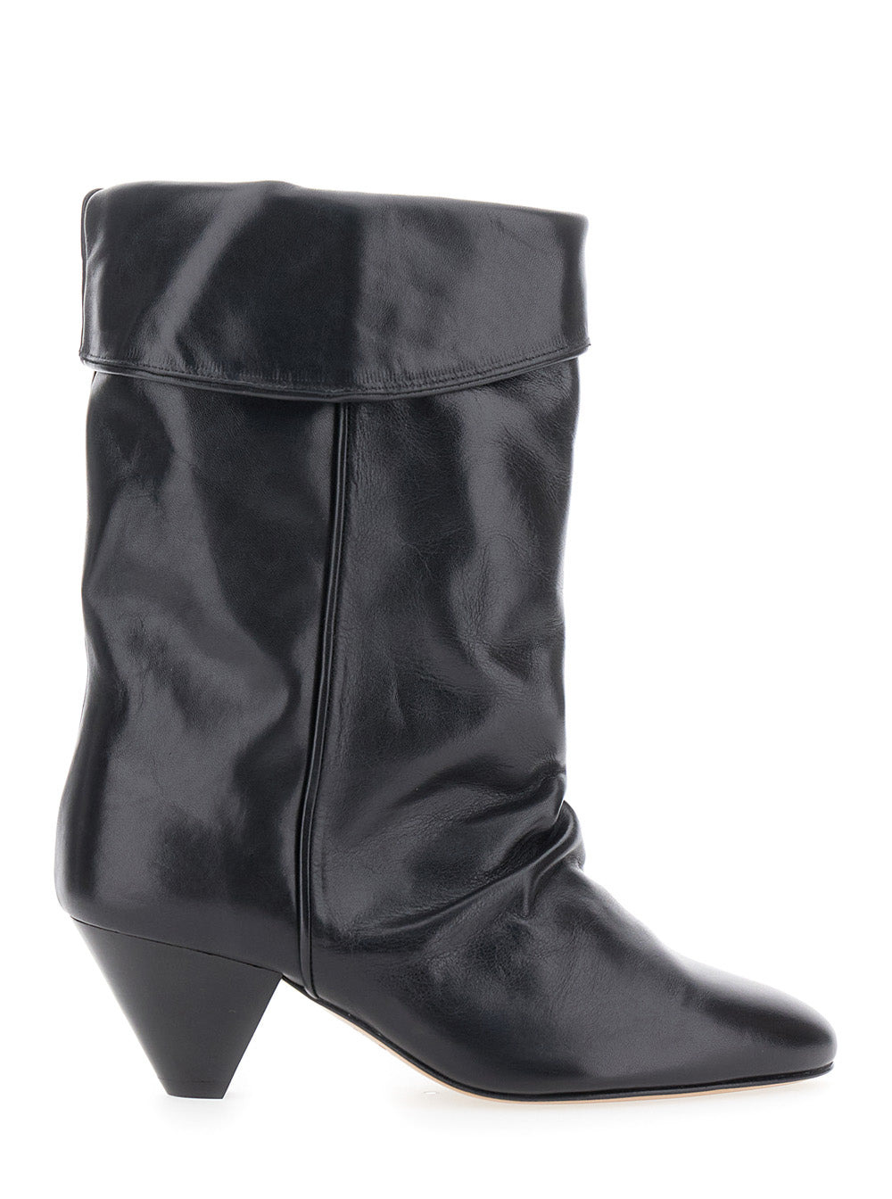 Isabel Marant Women 'Dalby' Black Ankle Boots With Cone Heel And Gathered Details In Leather Woman - 1