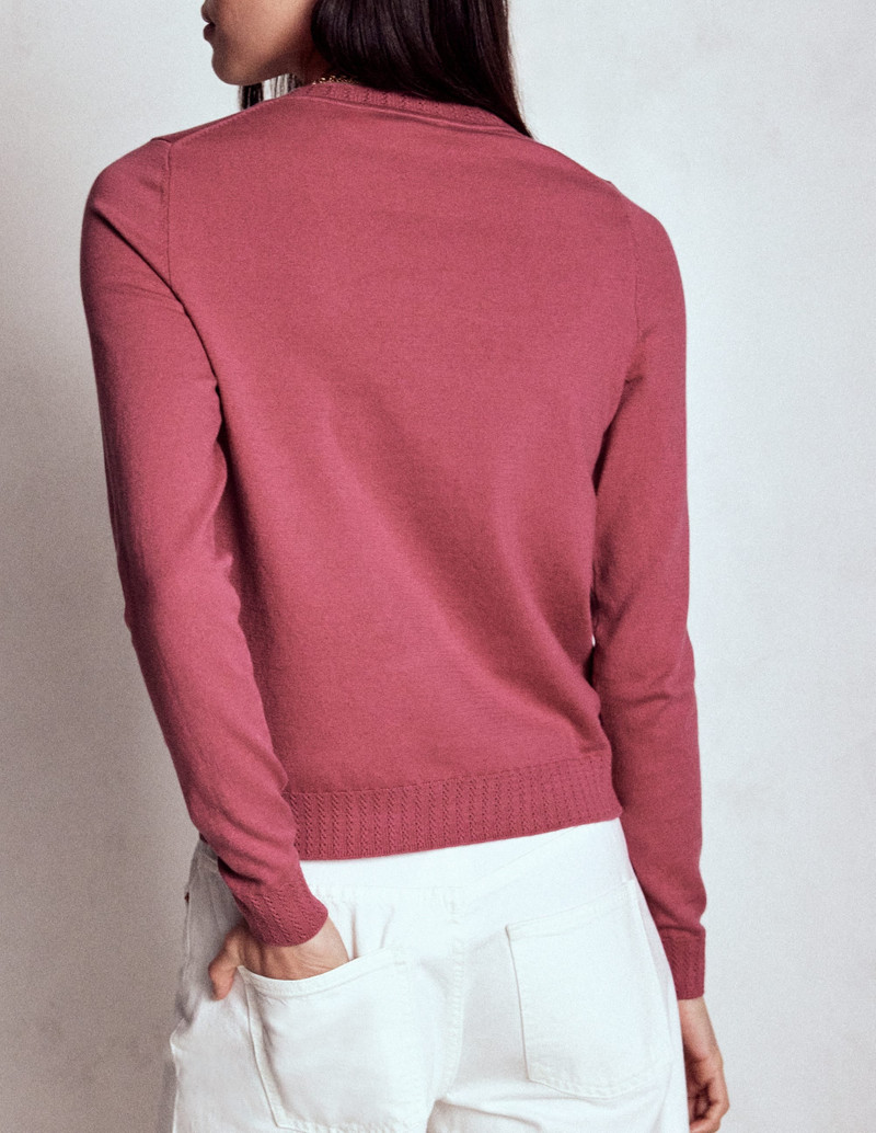 Emilia Cotton Crew Sweater-Pink Heather 5