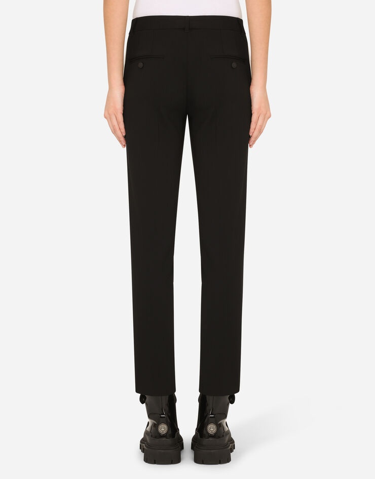 Low-rise woolen tuxedo pants - 2