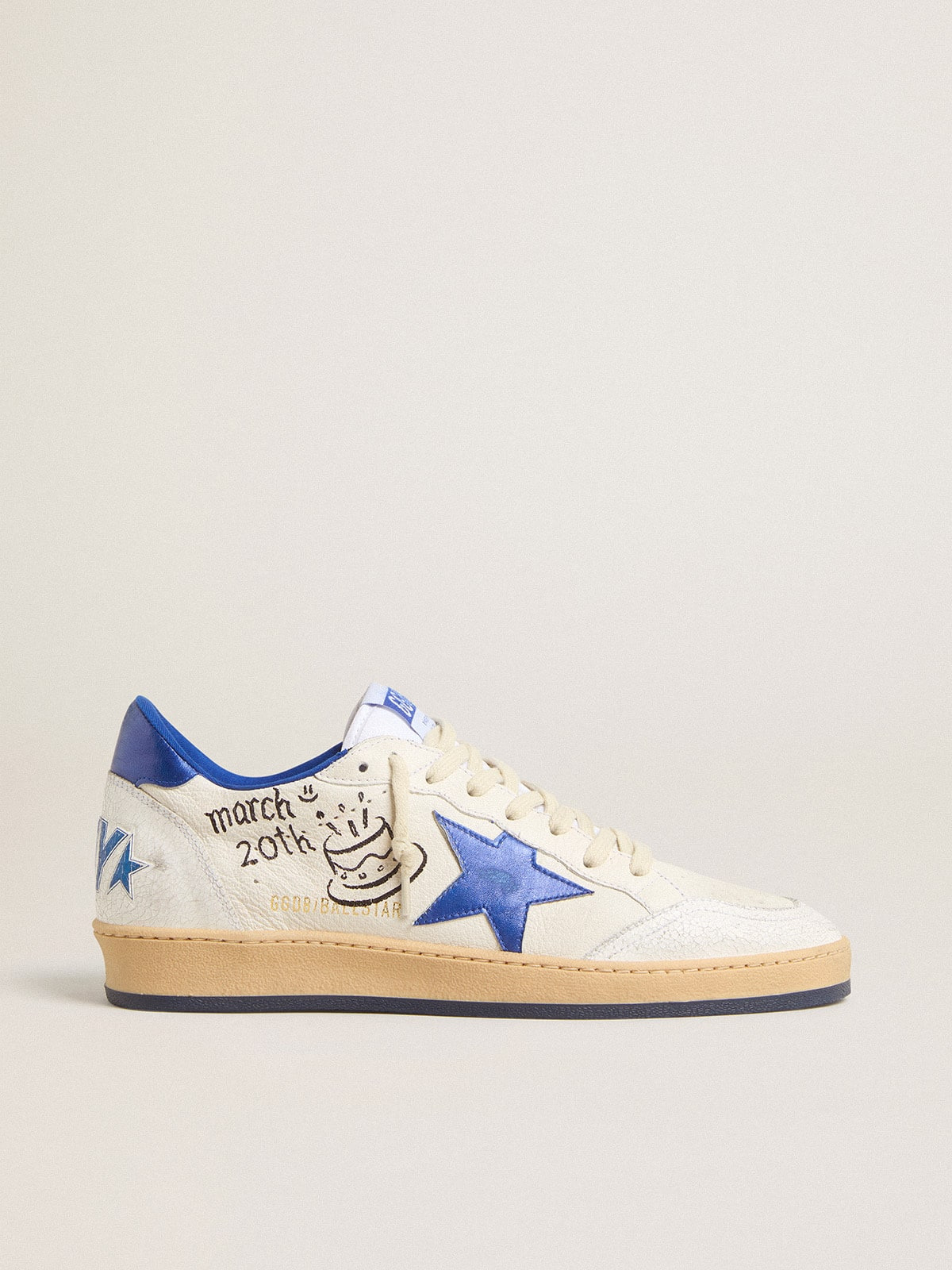 Ball Star Wishes in white nappa leather with a bright blue star and heel tab - 5