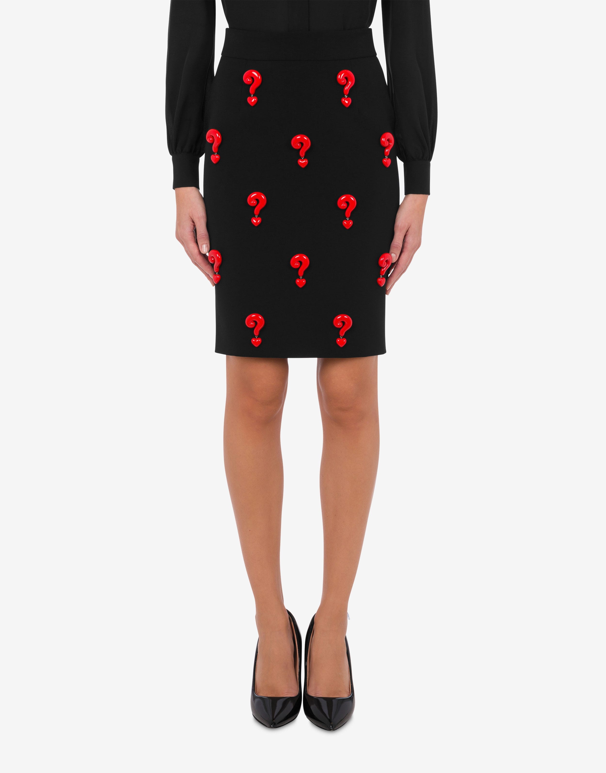 RED QUESTION MARK CRÊPE SKIRT - 2