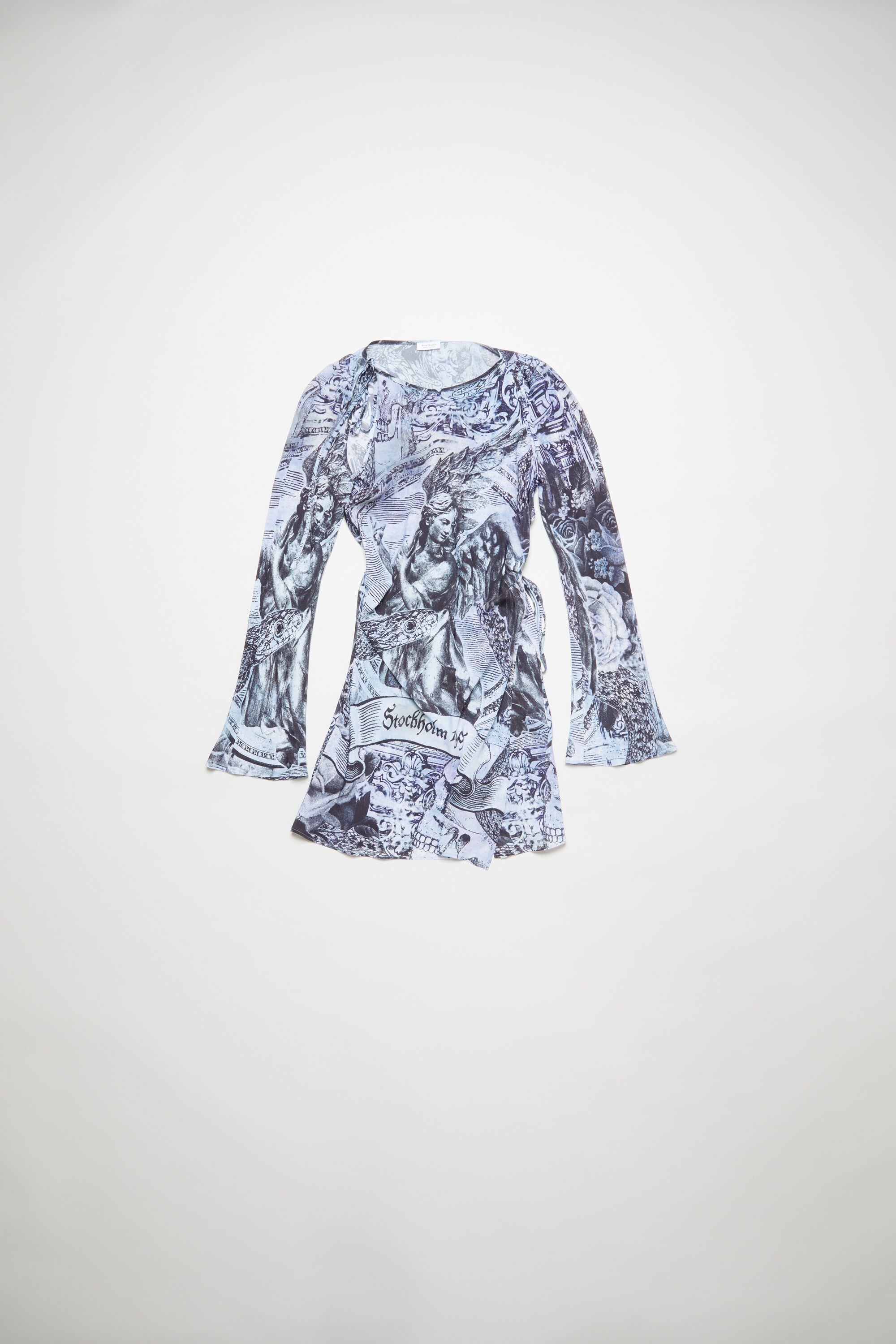 Printed wrap dress - Multi grey - 7