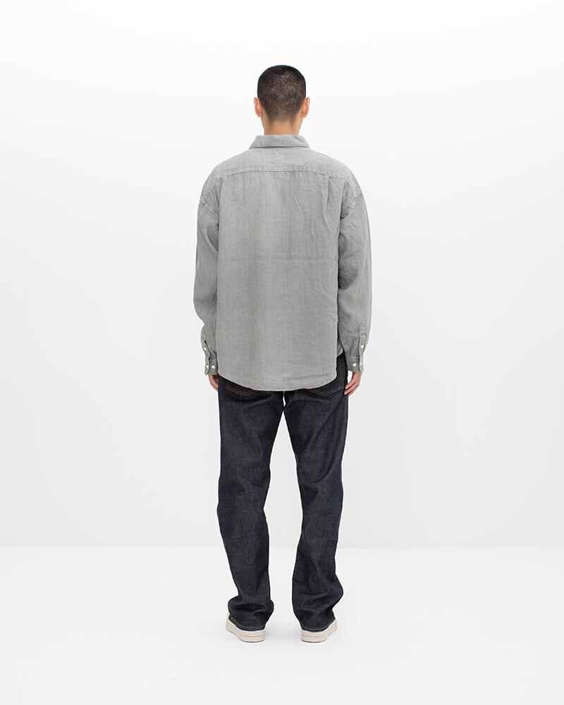 PALMER SHIRT L/S DMGD (LINEN) GREY - 4