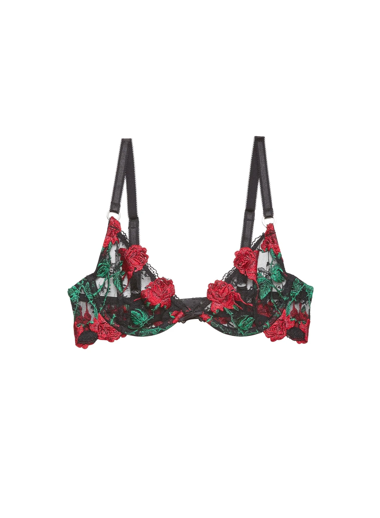 Vampire Rose Embroidery Demi Bra - 1