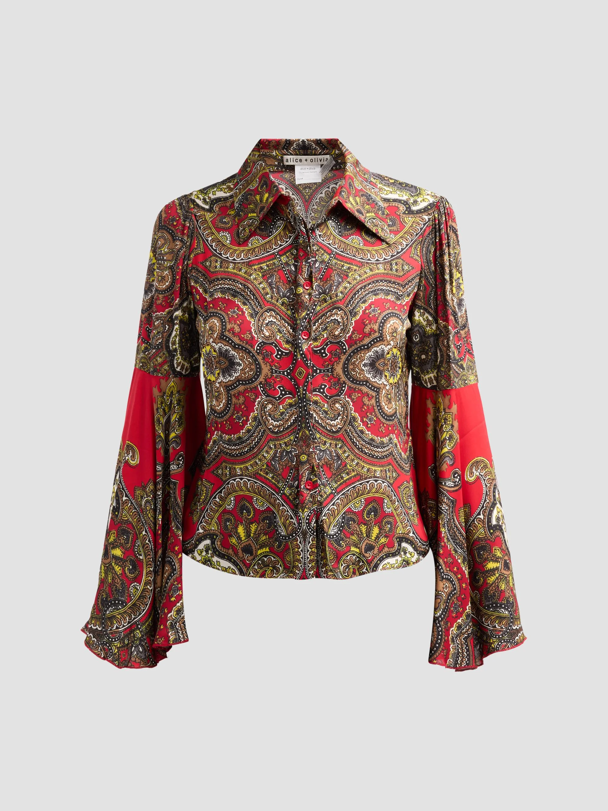Women's Willa Printed Bell-Sleeve Top - Bonvoyage Hibiscus Multi - 1
