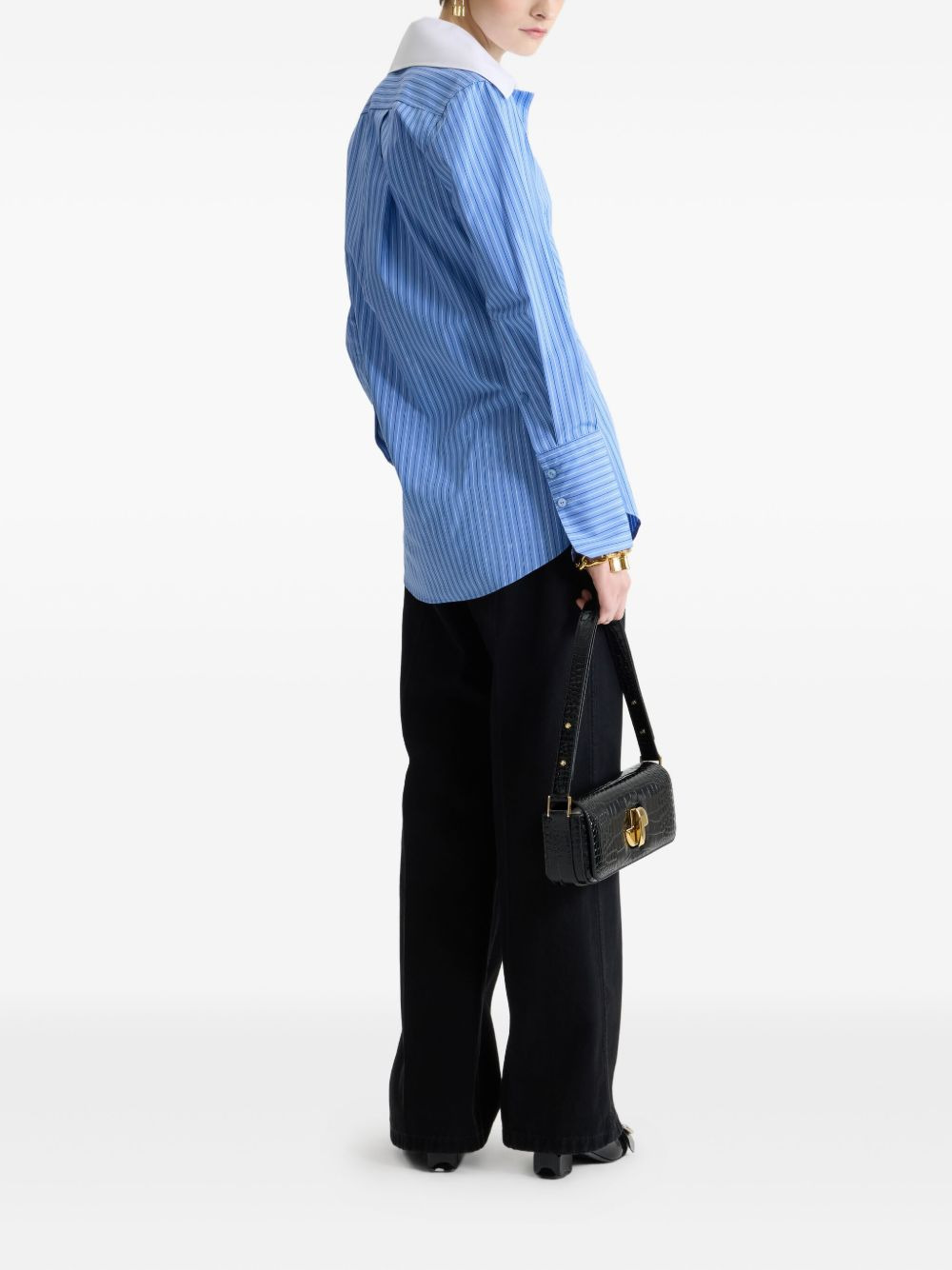 wide-collar striped shirt - 3