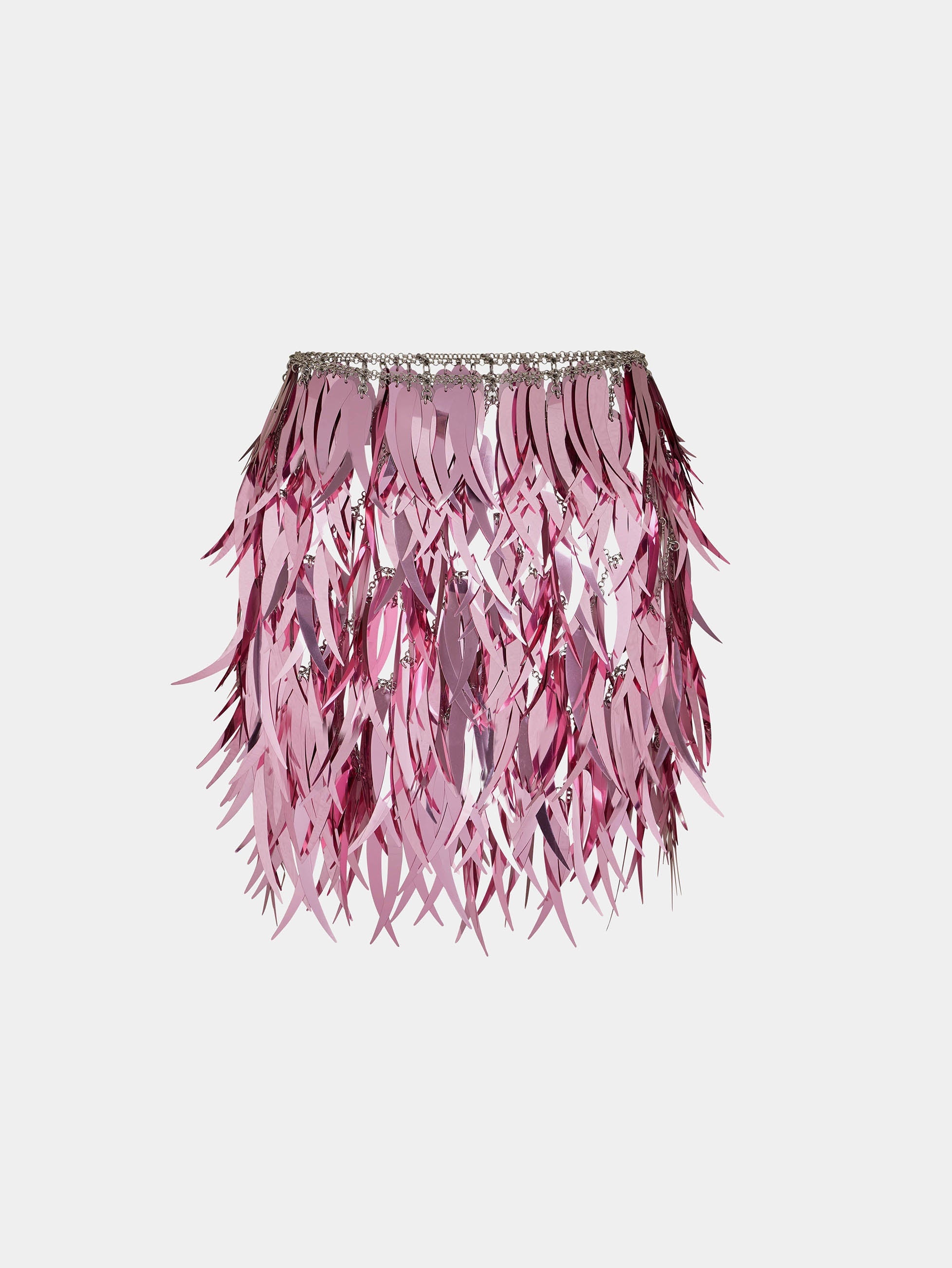 PINK SKIRT WITH A METALLIC FEATHERS ASSEMBLAGE - 2